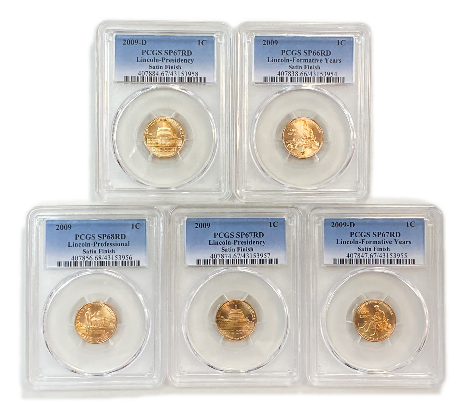 USA - Lot of 5 coins 1 cent 2009 - different types
1 Cent 2009 D - PCGS SP 67 RD - Lincoln ... - 1 0