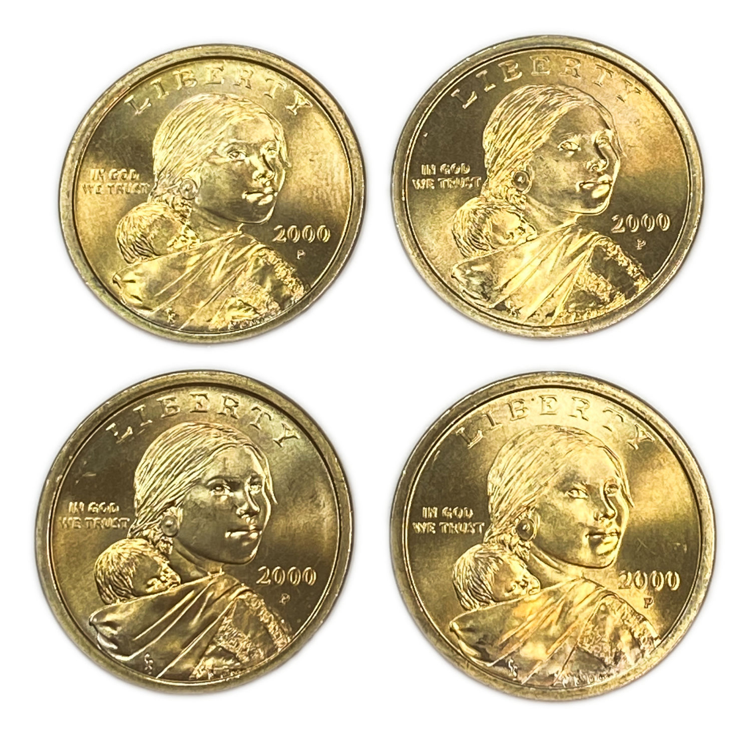 USA - Lot of 4 coins of 1 Dollar 2000 - "Sacagawea Dollar" - UNC
Obverse: Sacagawea (1788-1812), a ... - 1 0
