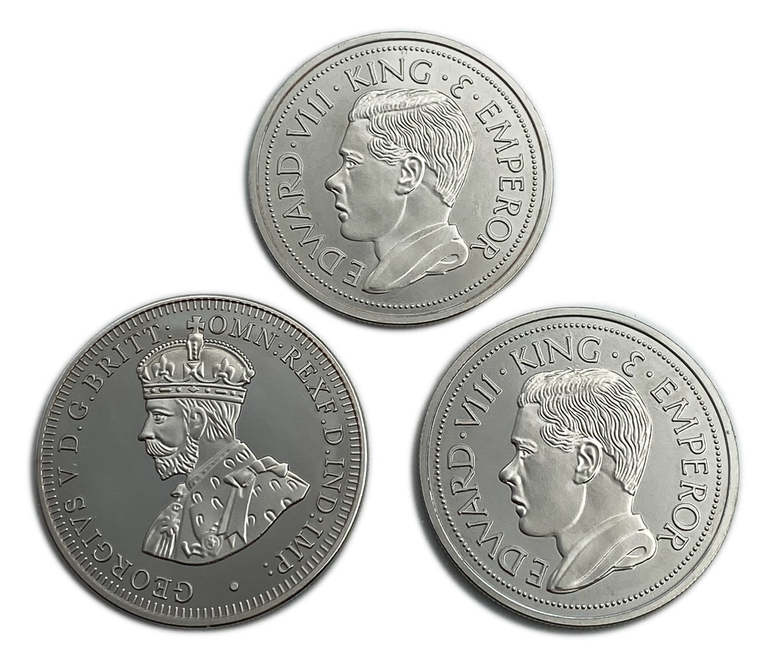 World coins - Lot of 3 Palestine fantasy medals - Edward VIII - Proof Crown 1936 (1986) - 1 1