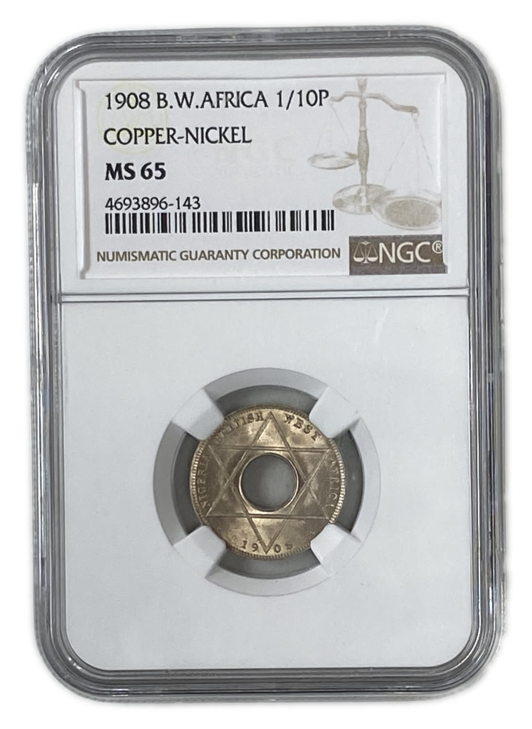 British West Africa - 1/10 Penny 1908 - NGC MS 65 - 1 2