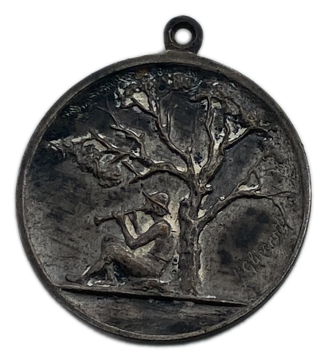 Judaica / Zionism - Jewish National Fund Medallion - 1921
Front: A woman carrying a basket on her ... - 1 1