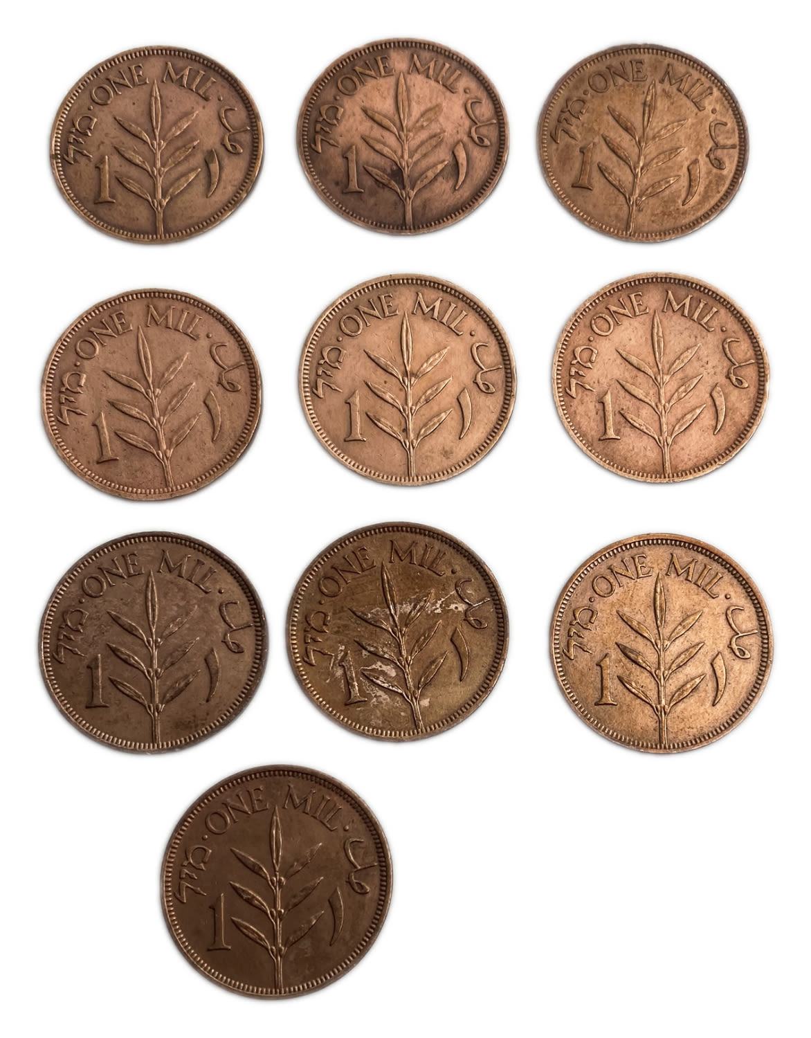 Palestine - Lot of 32 coins, 1 Mil - DIfferent conditions and yeasr
MIL, was the Hebrew ... - 1 5