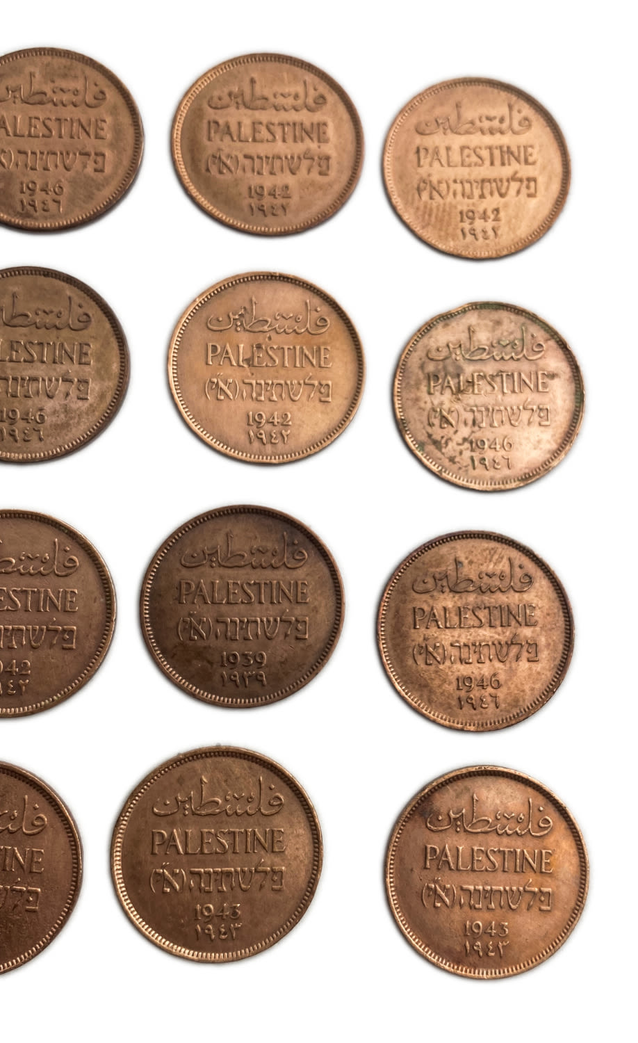 Palestine - Lot of 32 coins, 1 Mil - DIfferent conditions and yeasr
MIL, was the Hebrew ... - 1 8