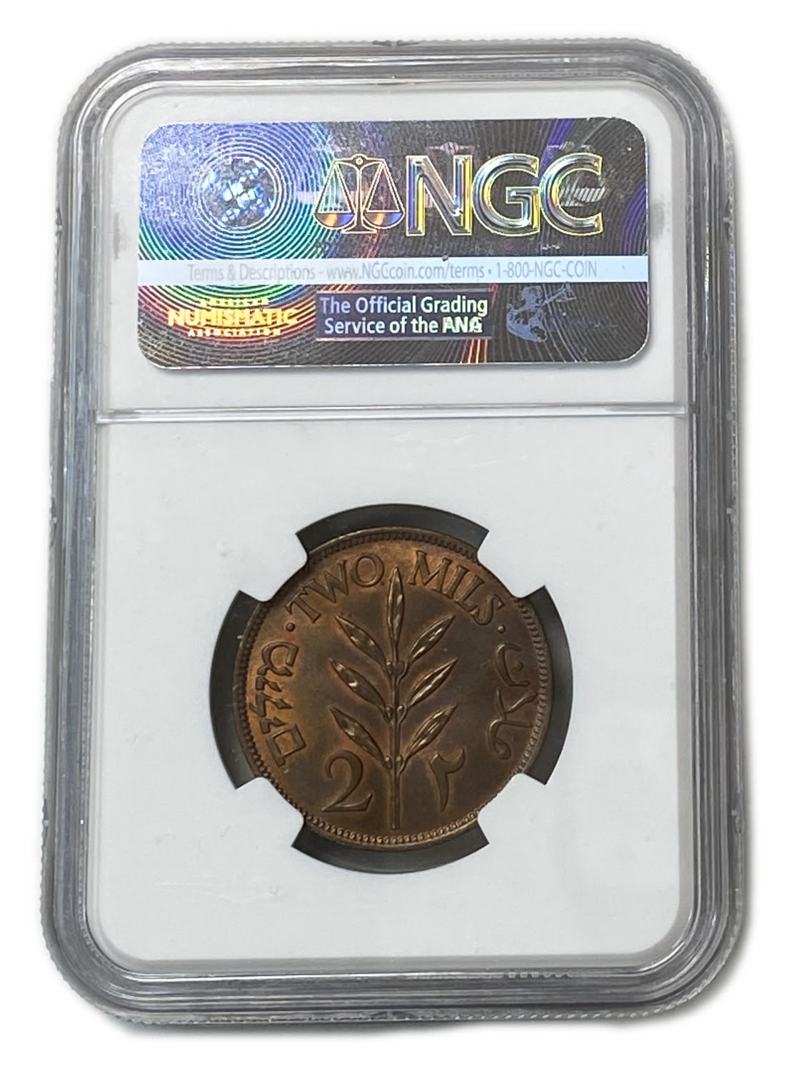 Palestine - 2 Mils 1945 - NGC MS 65 BN
MIL, was the Hebrew name of the coin that was legal in Israel ... - 1 3