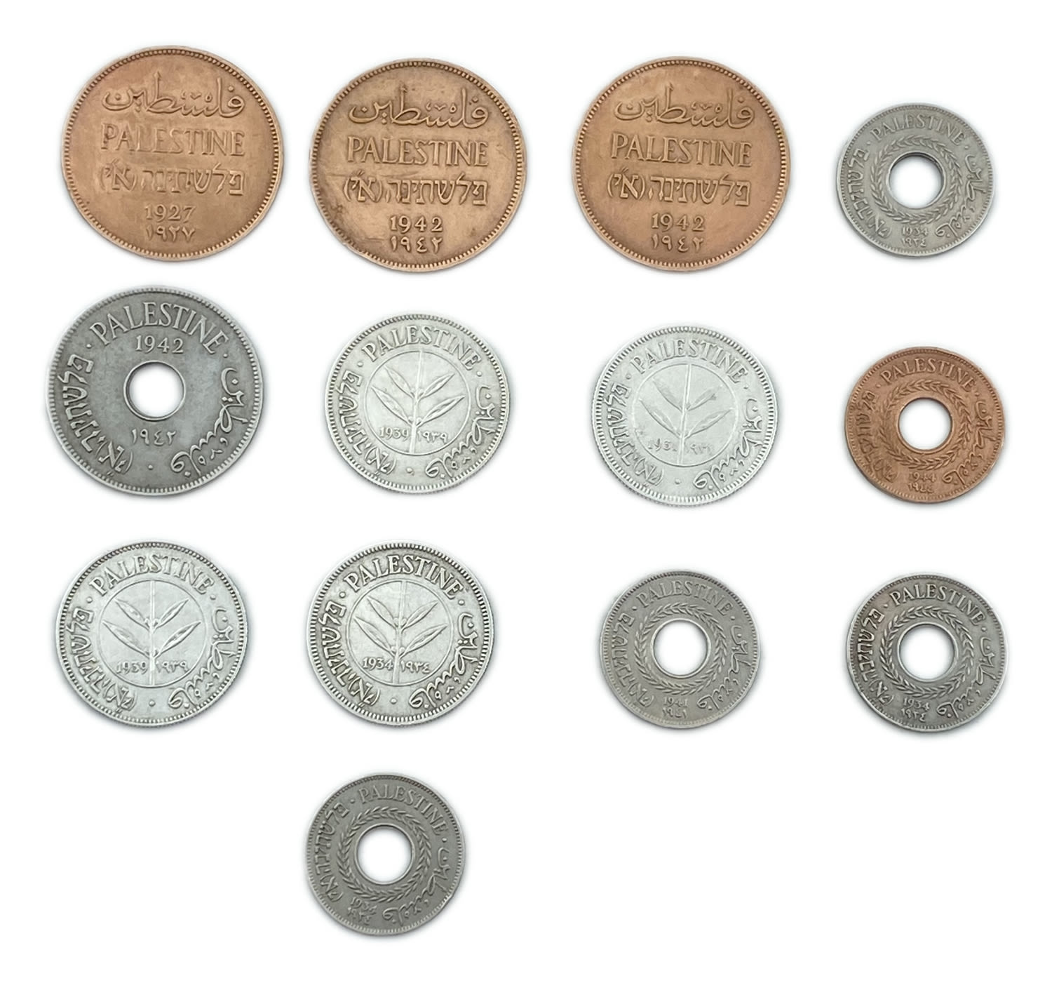 Palestine - Lot of 6 coins of  2, 5, 10 and 50 Mils - Different years and conditions
MIL, was ... - 1 0