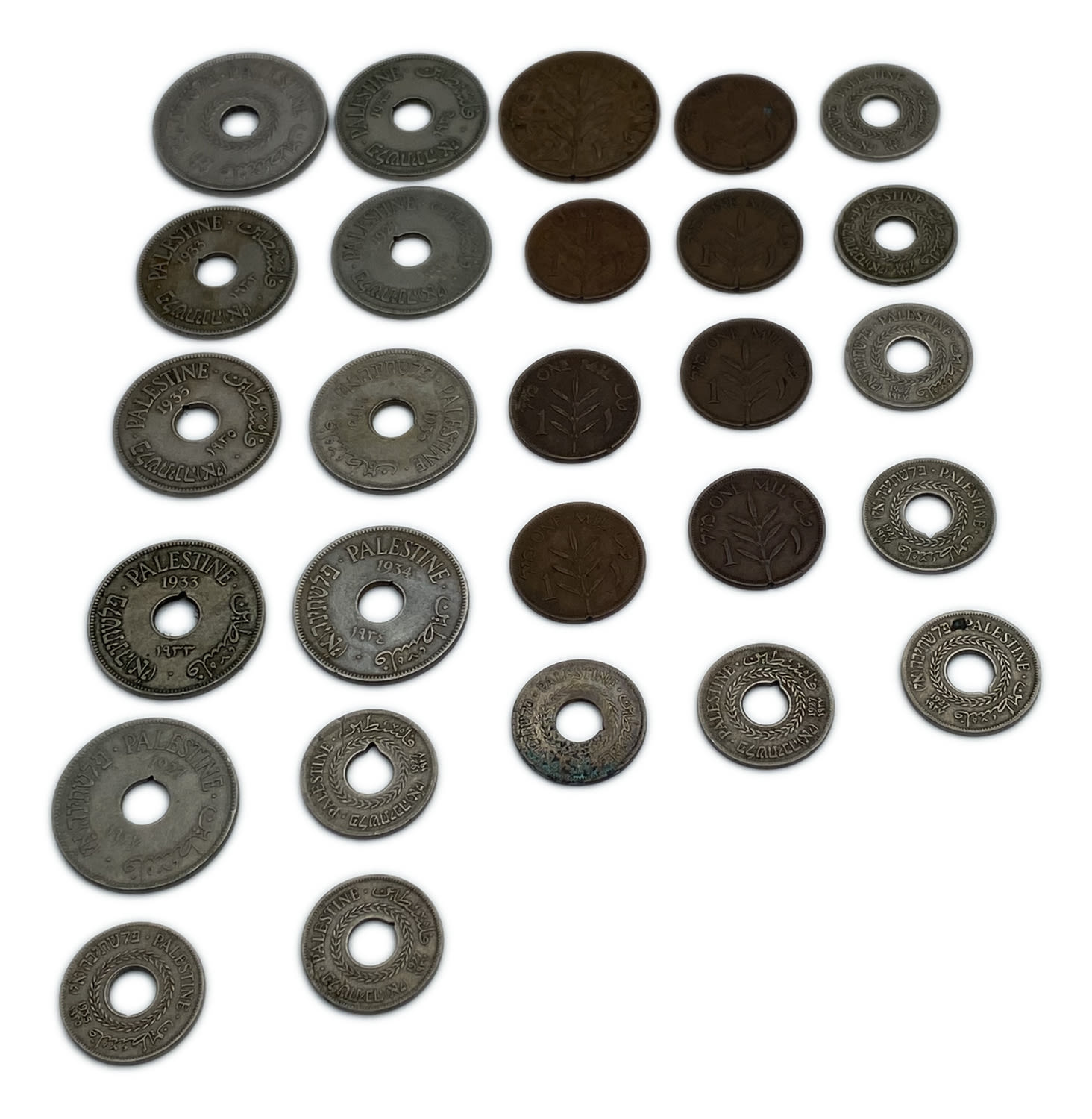 Palestine - Lot of 32 coins of 1, 2, 5, 10 and 20 Mils - Different years and conditions
MIL, was the ... - 1 1