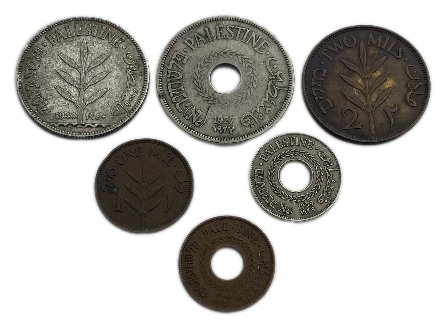 Palestine - Lot of 6 coins of 1, 2, 5, 20 and 100 Mils - Different years and conditions
MIL, was the ... - 1 1