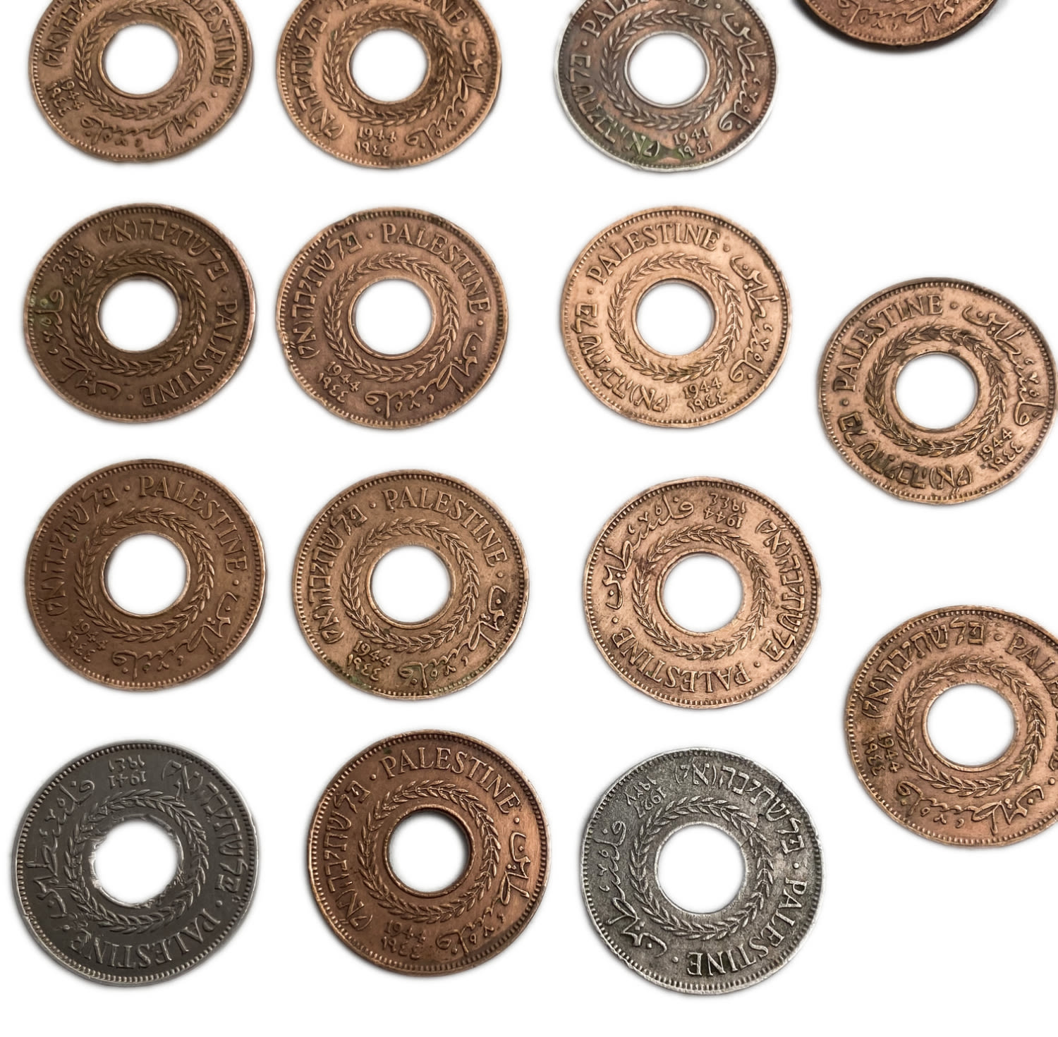 Palestine - Lot of 33 coins of 5 Mils - Different years, were cleaned
MIL, was the Hebrew name of the ... - 1 4