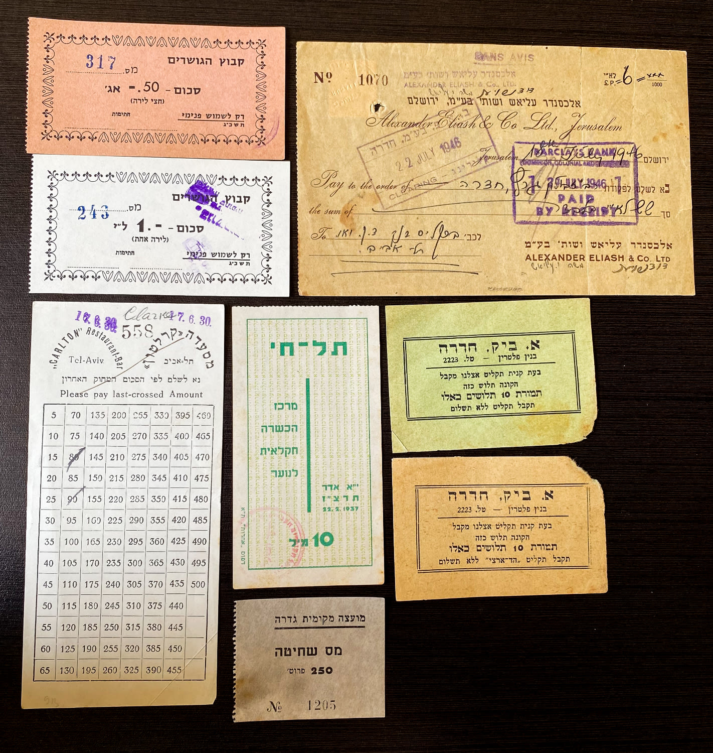 Paper money tokens - Palestine / Land of Israel - a group of 8 different payment methods
Kibbutz ... - 1 0