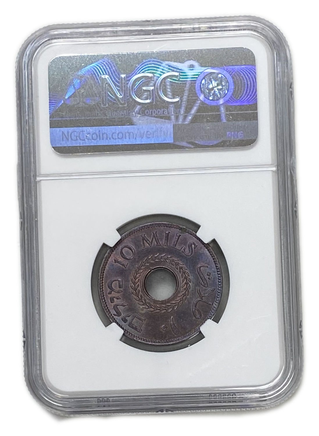 Palestine - 10 Mils 1943 - NGC MS 62 BN
MIL, was the Hebrew name of the coin that was legal in ... - 1 3