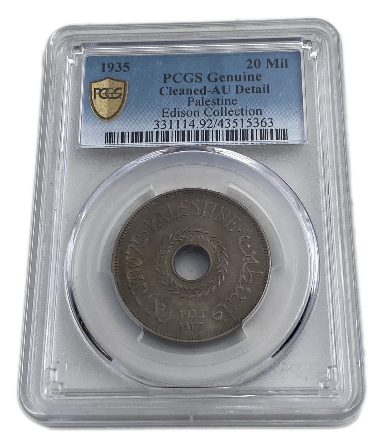 Palestine - 20 Mils 1935 - PCGS AU DETAILS
There are only 5 coins graded above this grade at PCGS and ... - 1 2