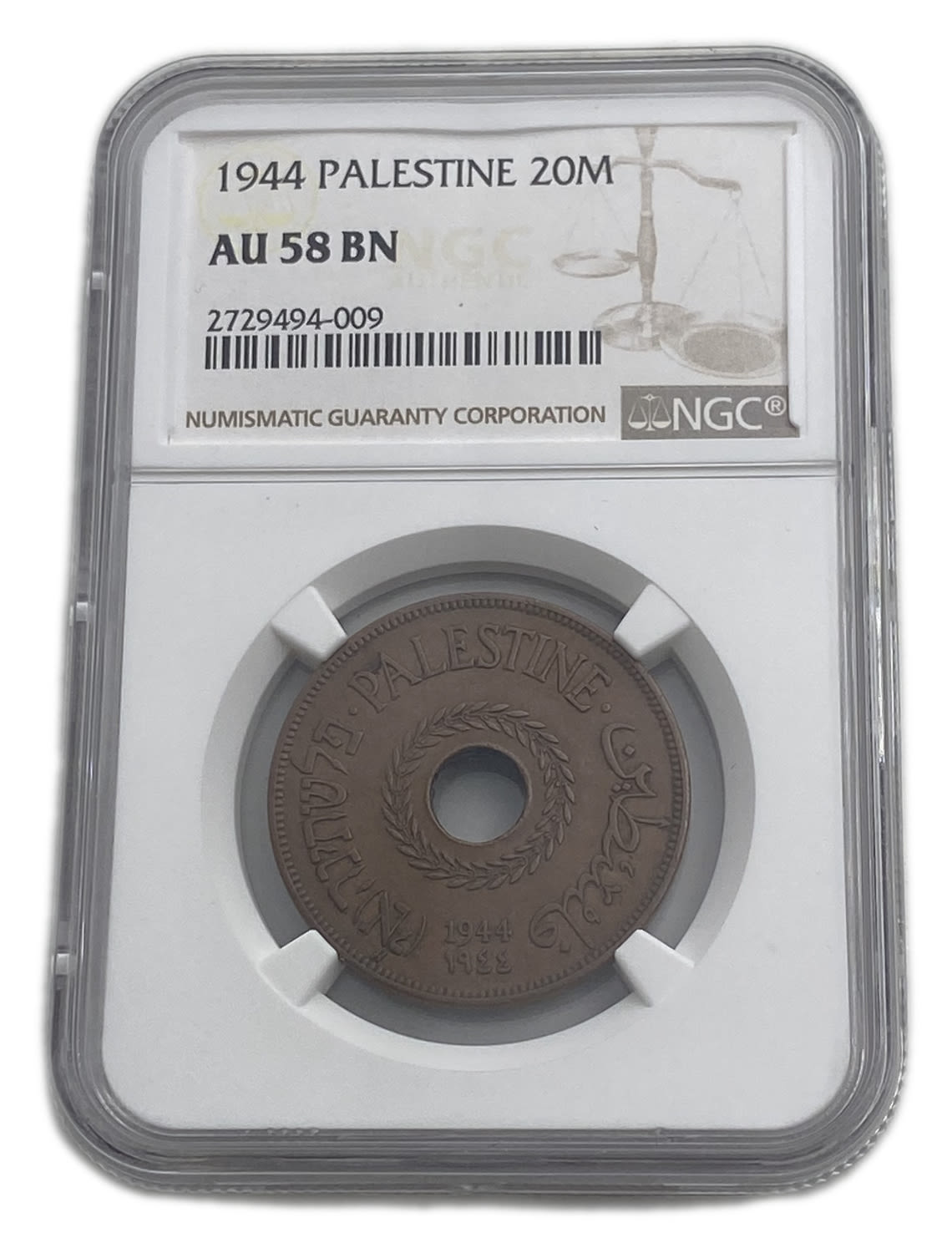 Palestine - 20 Mils 1944 - NGC AU 58 BN
MIL, was the Hebrew name of the coin that was legal in Israel ... - 1 2