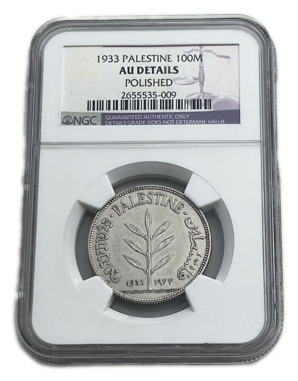 Palestine - 100 Mils 1933 - NGC AU DETAILS
Mil, was the Hebrew name of the coin that was legal in ... - 1 2