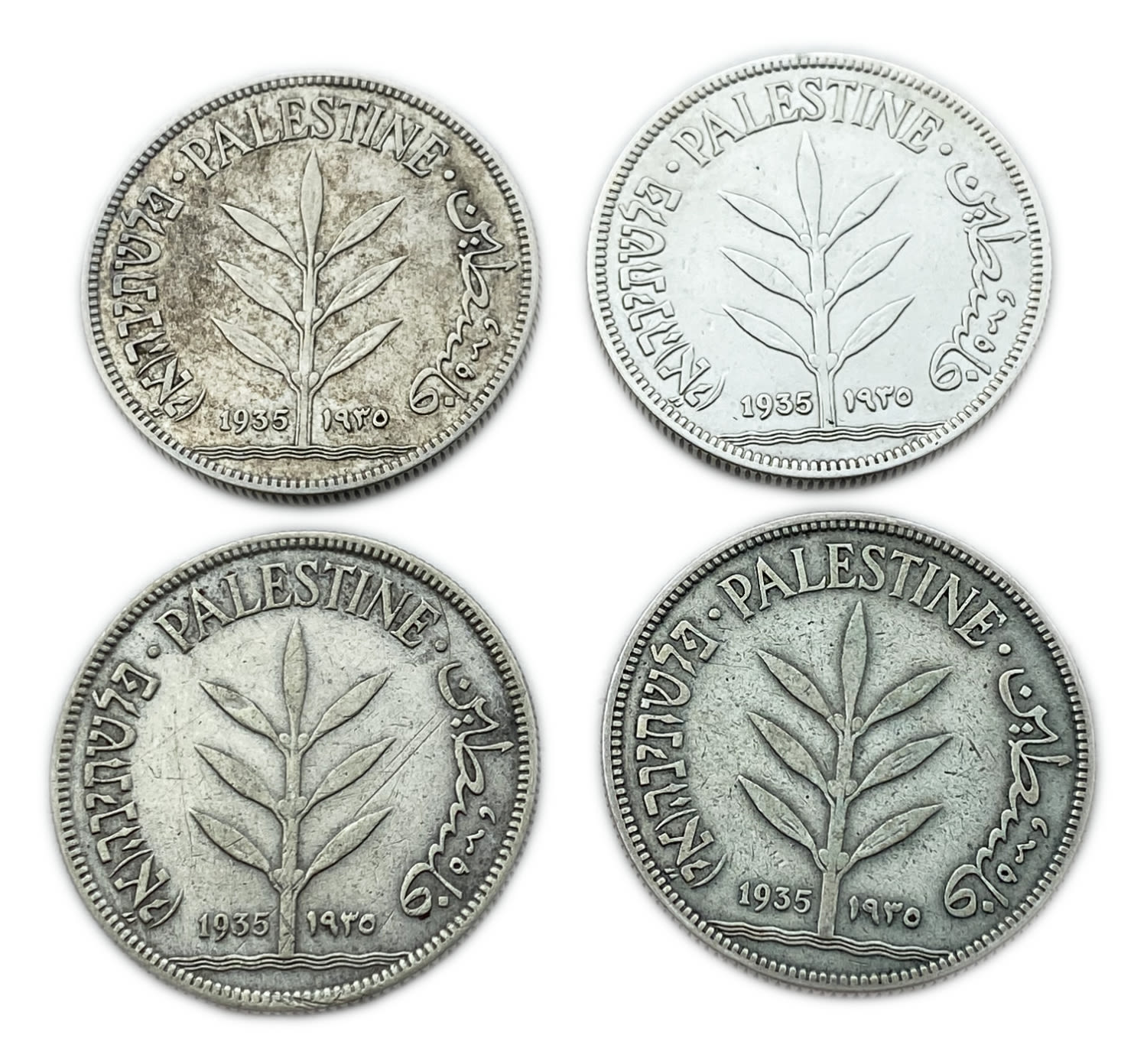 Palestine - Lot of 4 coins 100 Mils 1935 - F-VF
Mil, was the Hebrew name of the coin that was legal ... - 1 0