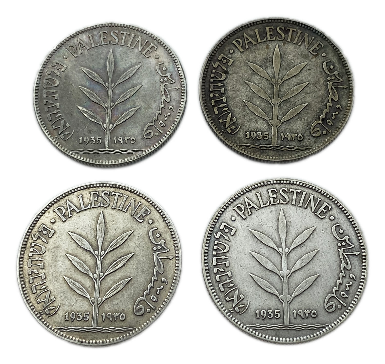 Palestine - Lot of 4 coins 100 Mils 1935 - F-VF
Mil, was the Hebrew name of the coin that was legal ... - 1 0
