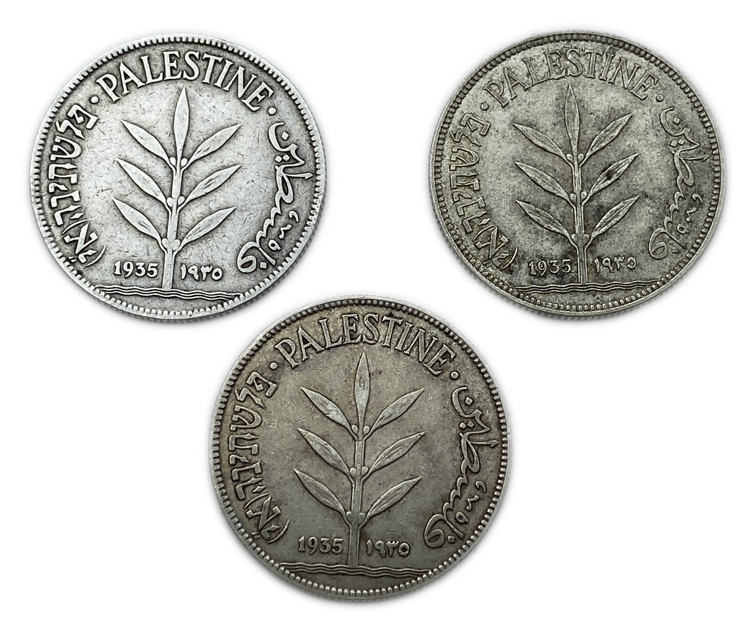 Palestine - Lot of 3 coins 100 Mils 1935 - F-VF
Mil, was the Hebrew name of the coin that was legal ... - 1 0