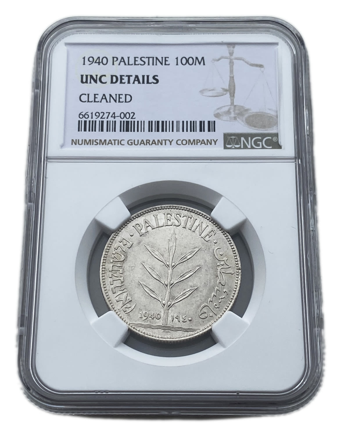 Palestine - 100 Mils 1940 - NGC UNC DETAILS
Mil, was the Hebrew name of the coin that was legal in ... - 1 2