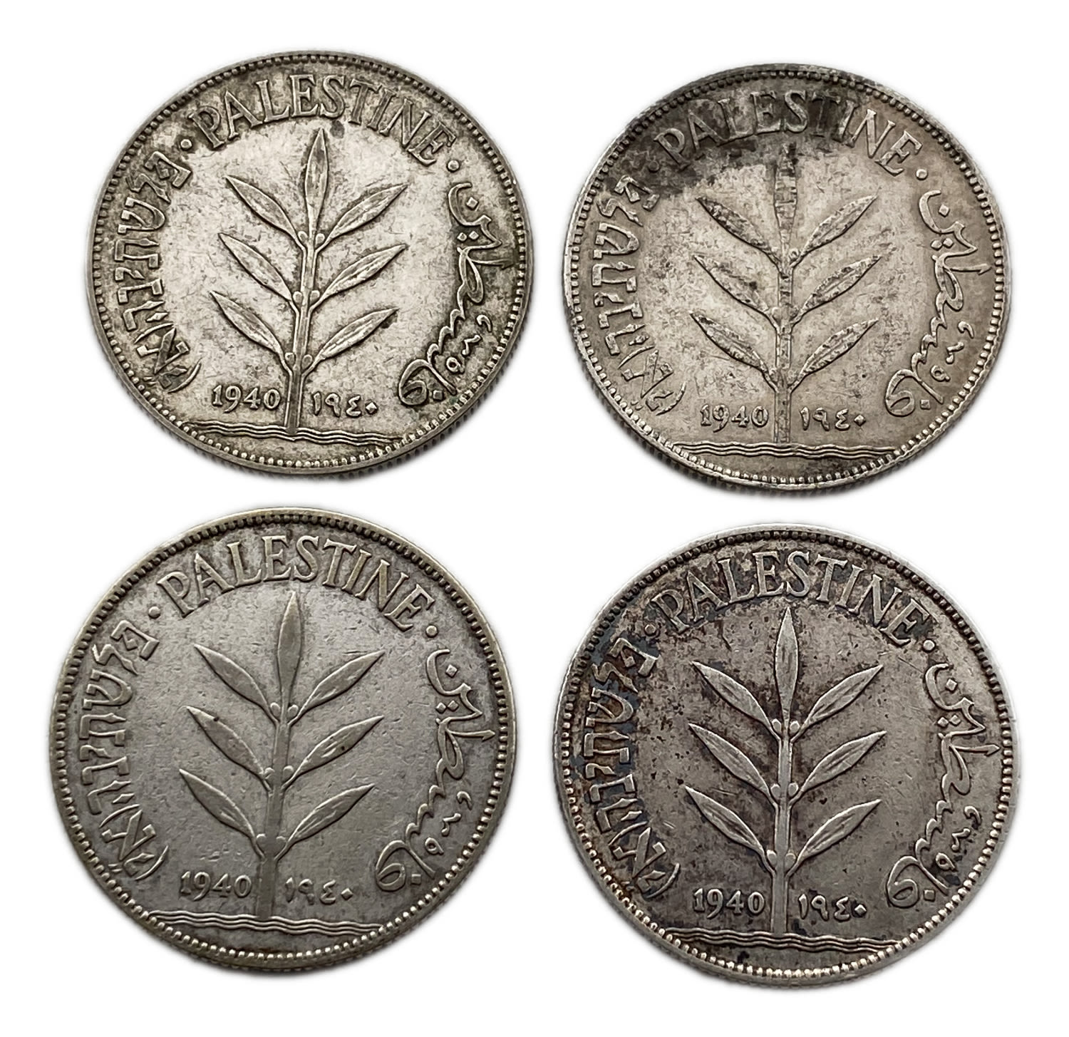 Palestine - Lot of 4 coins 100 Mils 1940 - F-VF
Mil, was the Hebrew name of the coin that was legal ... - 1 0