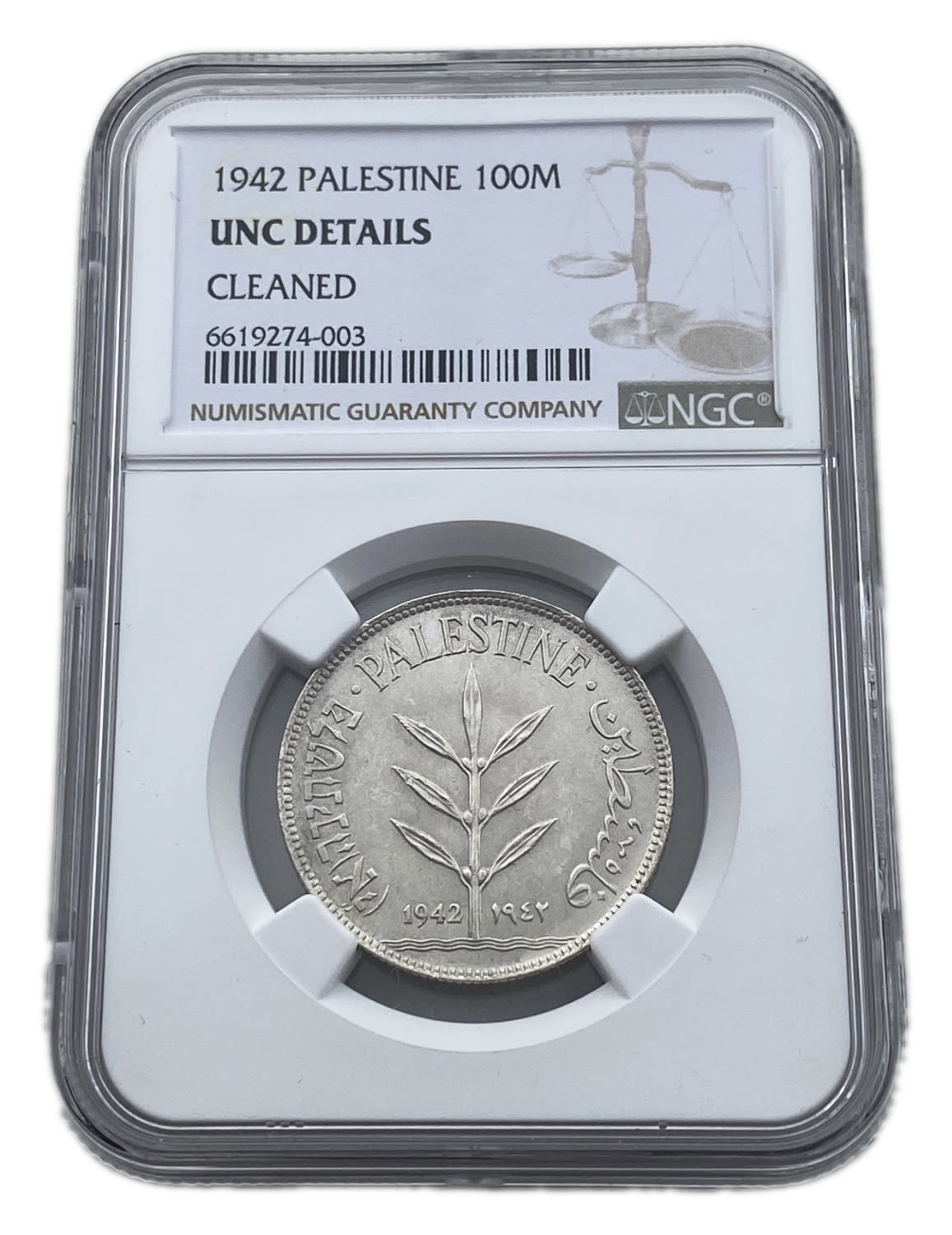 Palestine - 100 Mils 1942 - NGC UNC DETAILS
Mil, was the Hebrew name of the coin that was legal in ... - 1 2