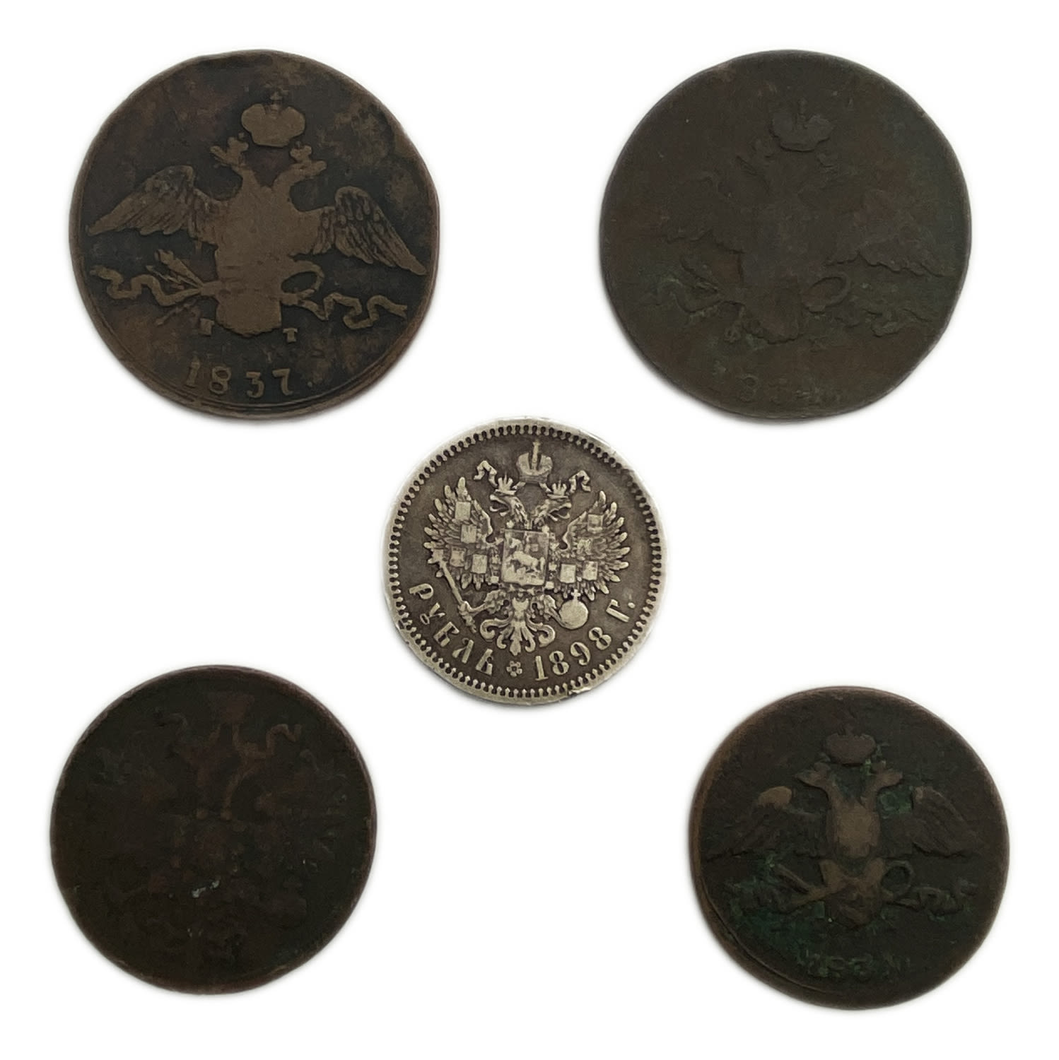 Russia - Lot of 5 coins, 10 Ruble and 3, 5 and 10 kopeika - Different years and conditions - 1 1