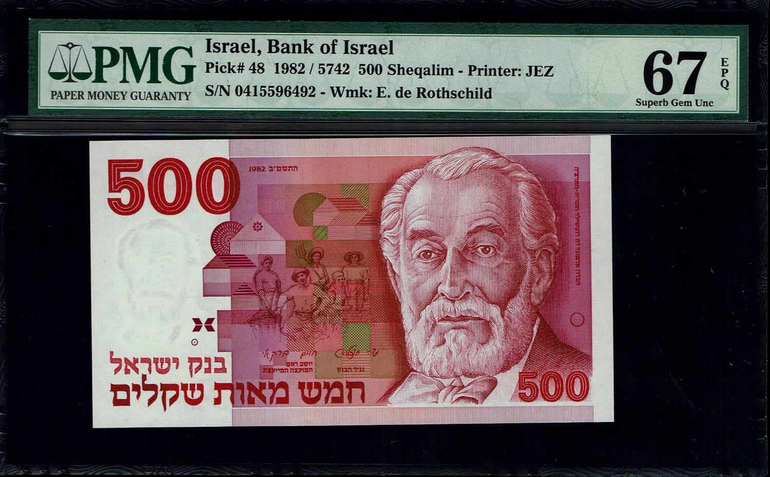 Israel - 500 Sheqalim 1982 - PMG 67 EPQ
The shekel series replaced the Israeli pound and includes ... - 1 0