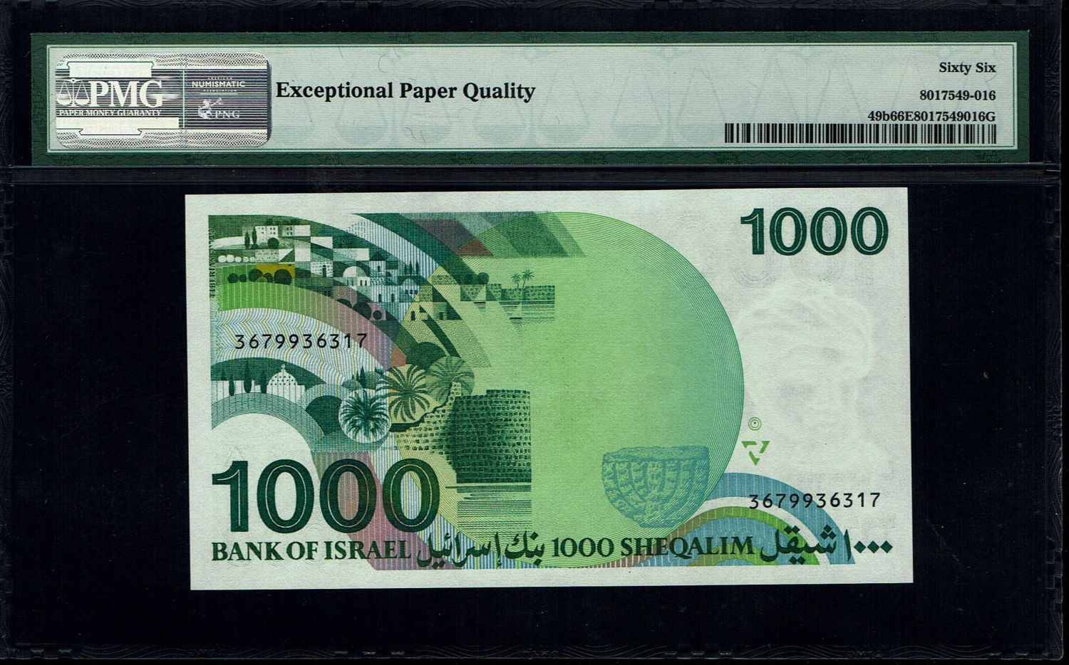 Israel - 1000 Shekels 1983 - "Harav" - PMG 66 EPQ
The shekel series replaced the Israeli pound and ... - 1 1
