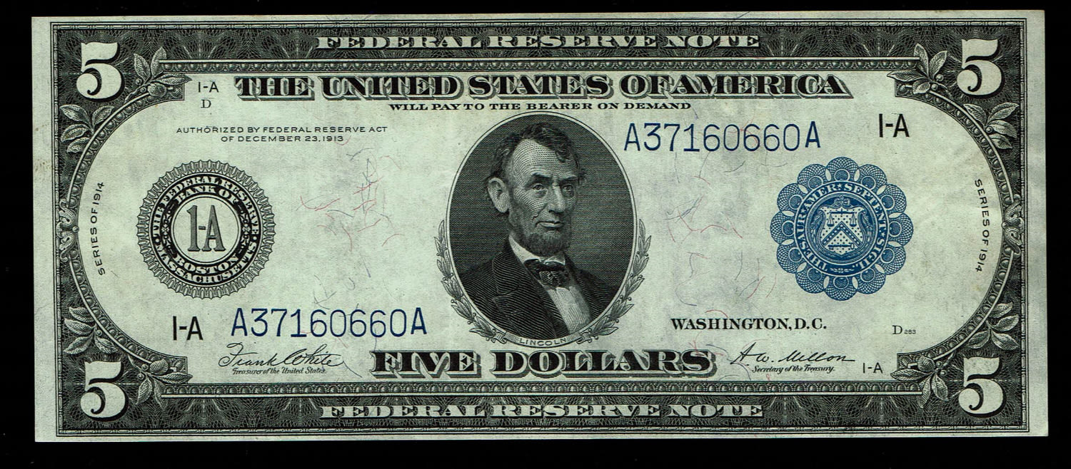 USA - 5 Dollars 1914 - VF
The dollar (or US dollar, also known as the US dollar or US dollar) is the ... - 1 0