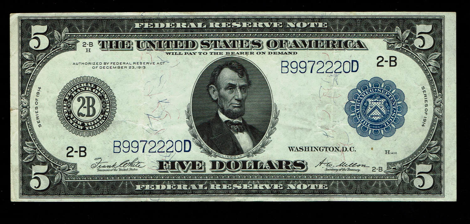 USA - 5 Dollars 1914 - VF
The dollar (or US dollar, also known as the US dollar or US dollar) is the ... - 1 0