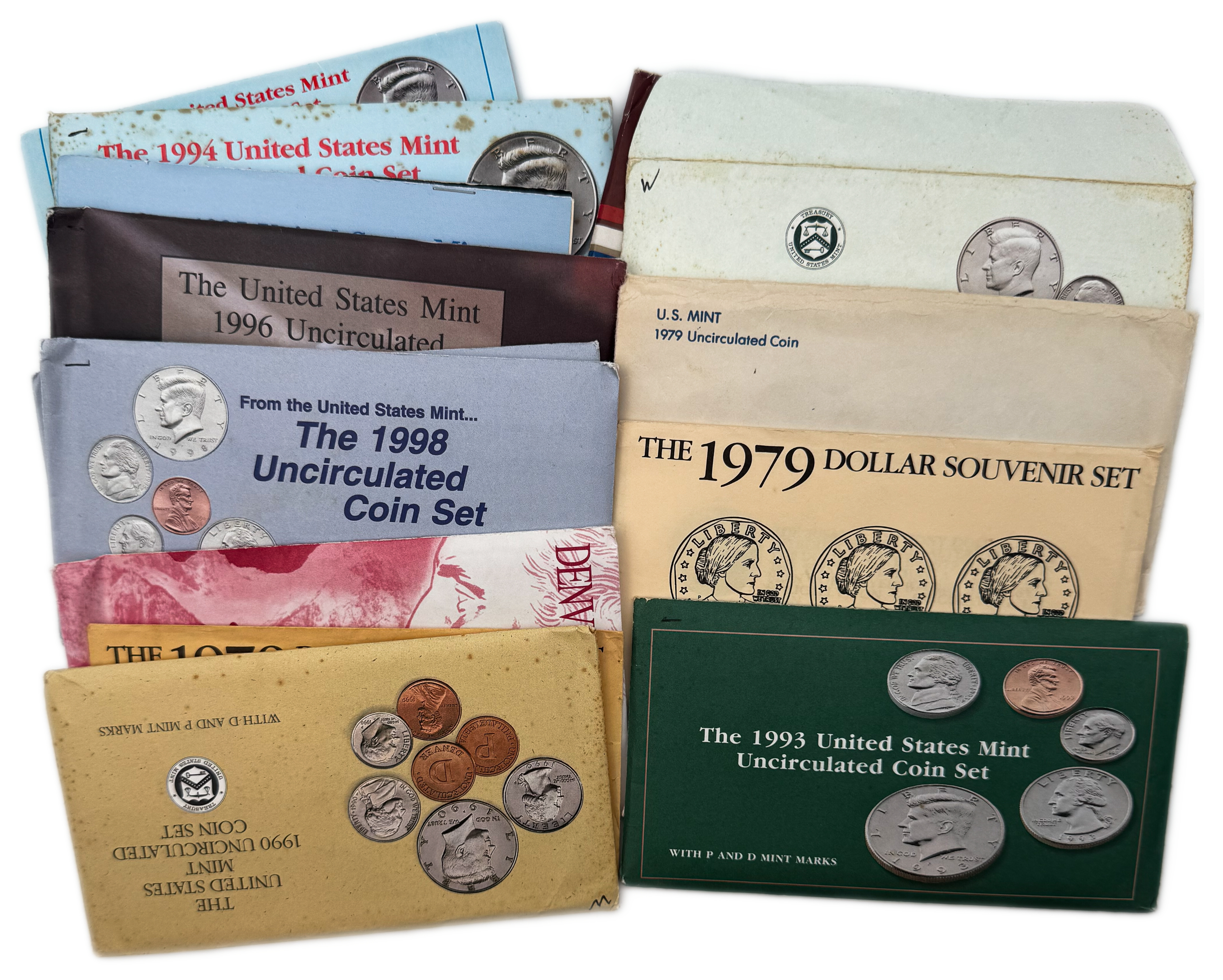 USA - Large collection of 14 sets of United States coins, in their original envelopes - 1 0