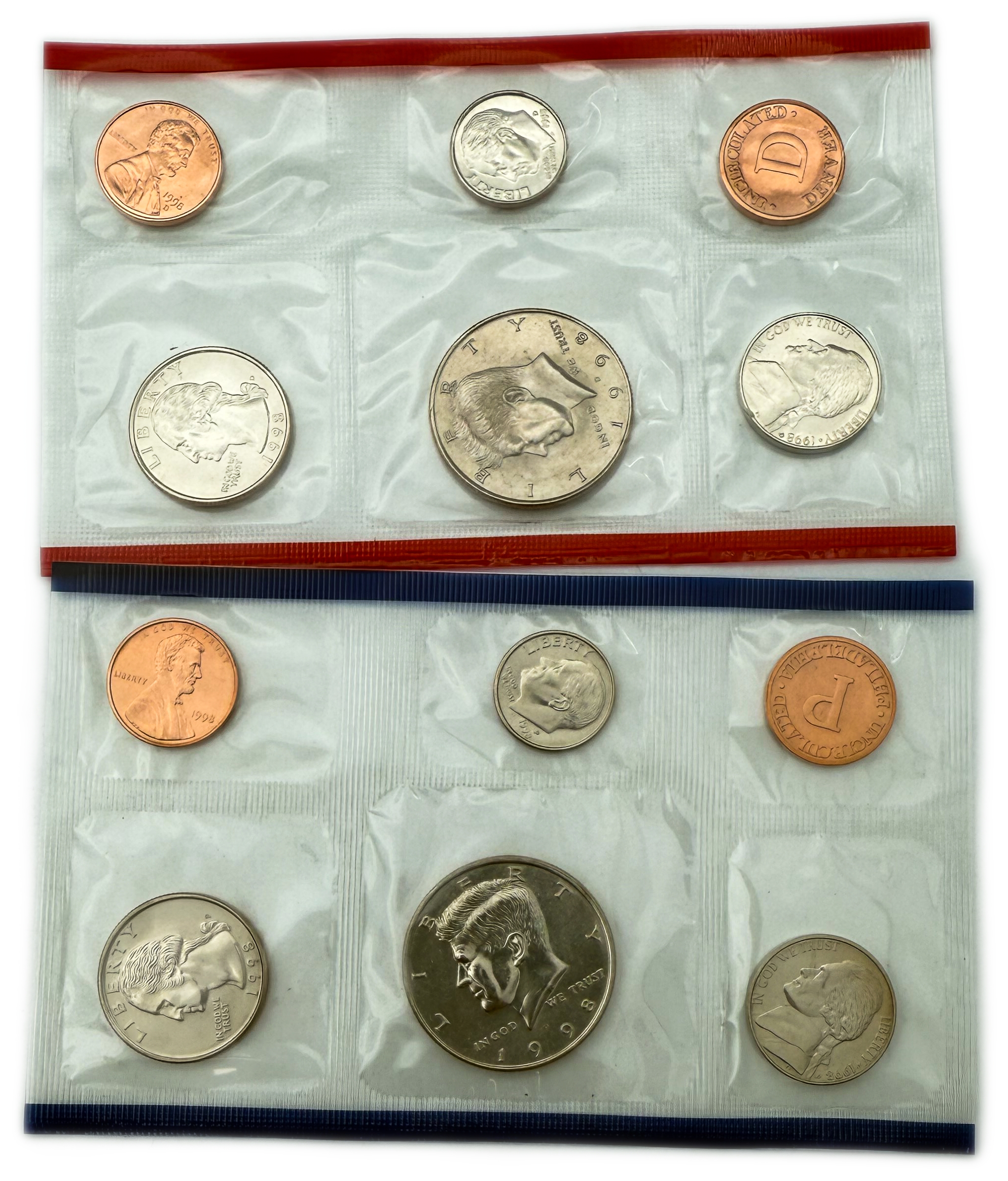 USA - Large collection of 14 sets of United States coins, in their original envelopes - 1 4