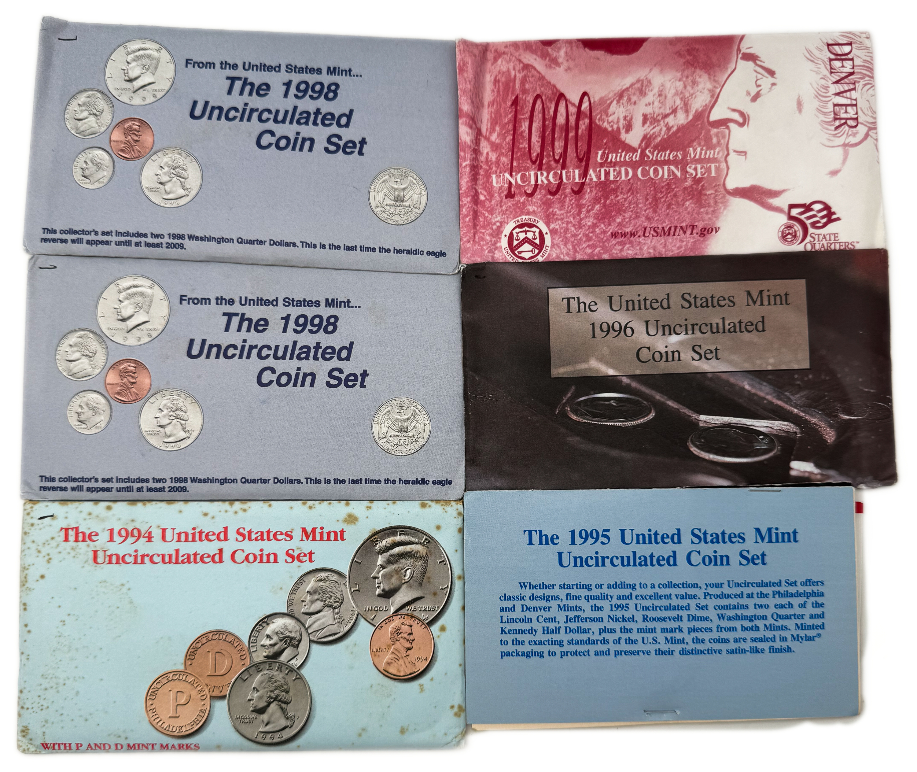 USA - Large collection of 14 sets of United States coins, in their original envelopes - 1 2