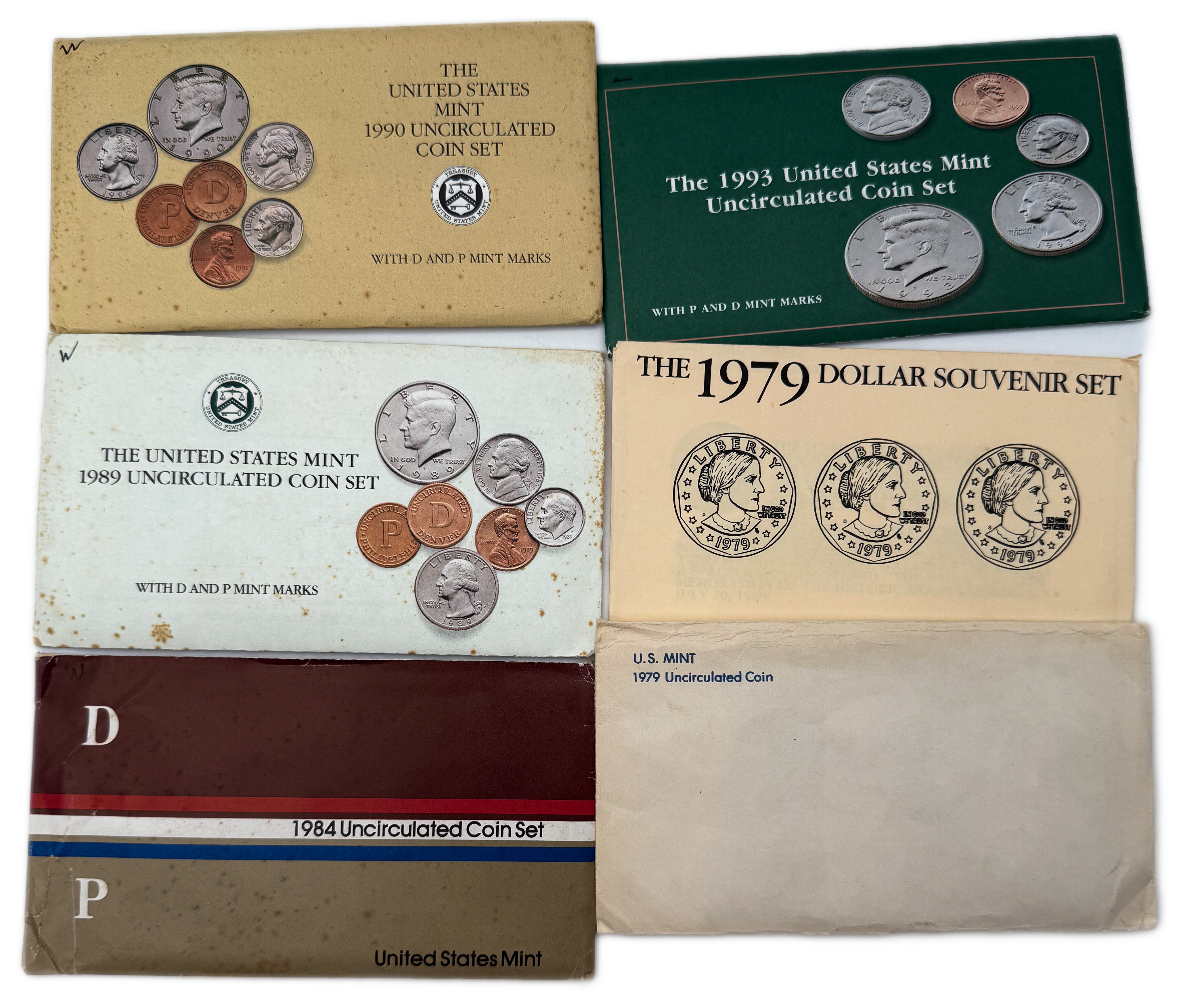 USA - Large collection of 14 sets of United States coins, in their original envelopes - 1 1