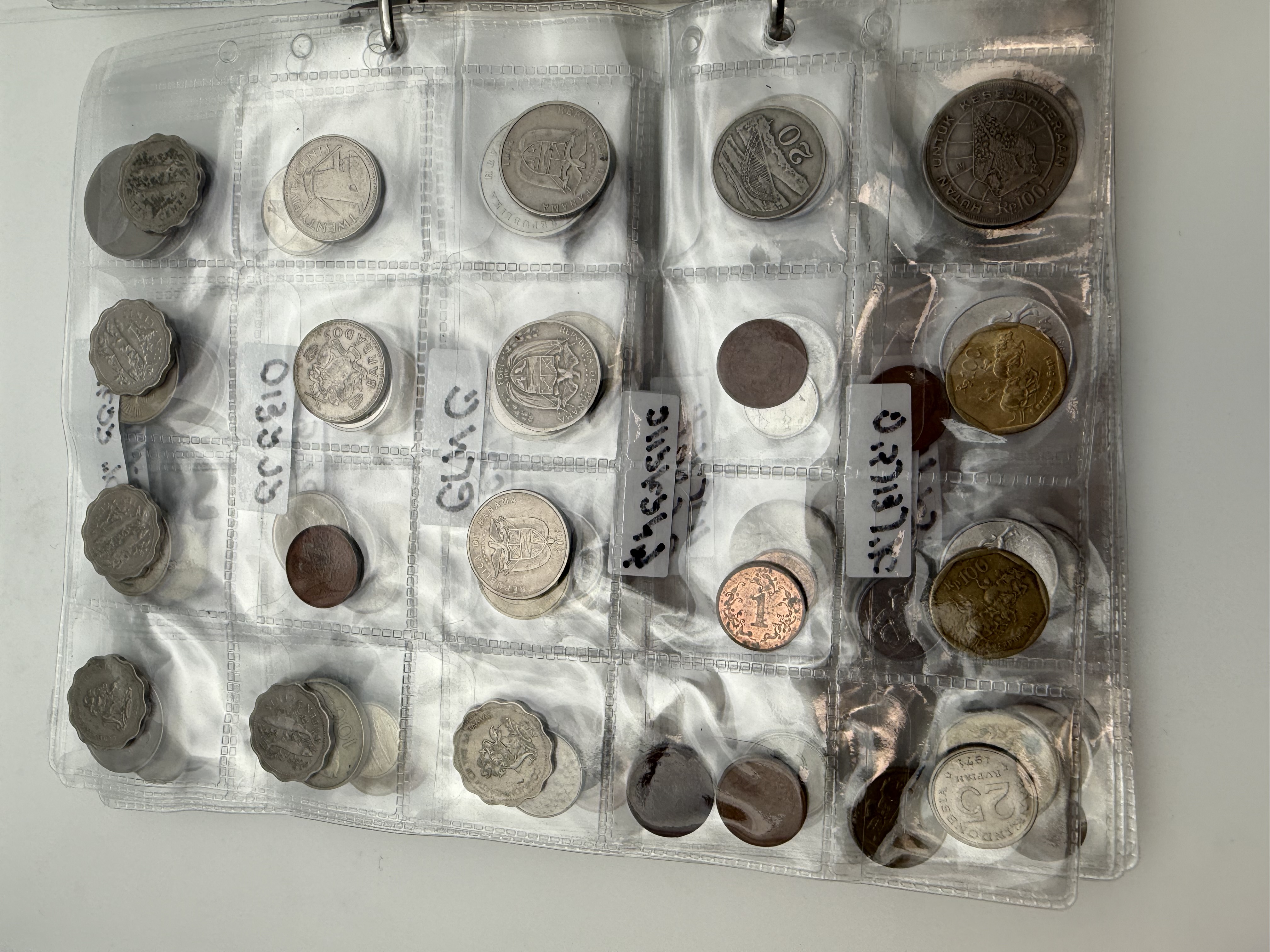 World - A collection of several hundred coins from several different countries, arranged in a binder, in various ... - 1 14