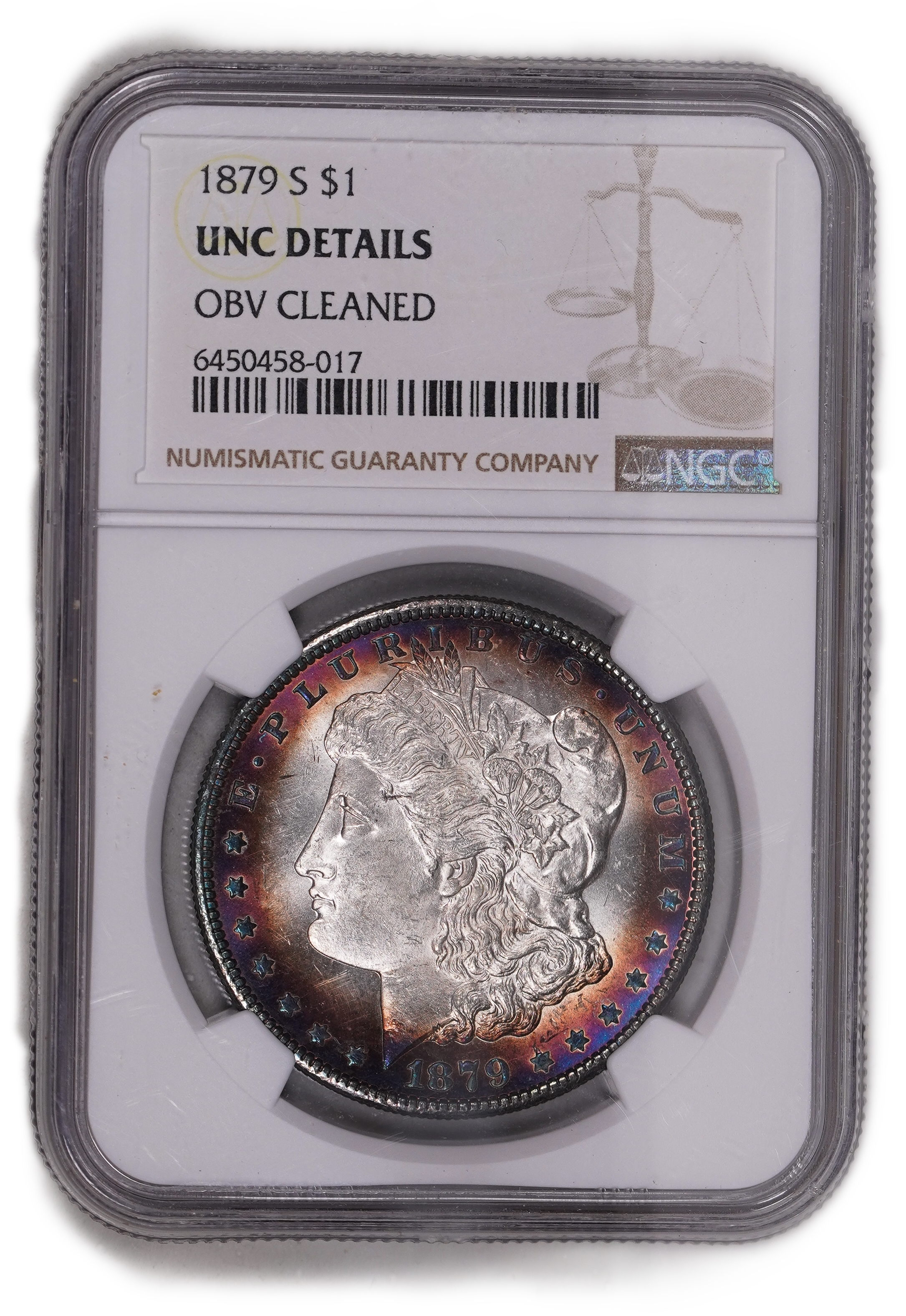 USA - 1 Morgan Dollar 1879 S - Graded NGC UNC DETAILS - 900 silver, 26.73g (net 24.05g, 0.77 oz), 38.1 mm. - 1 0