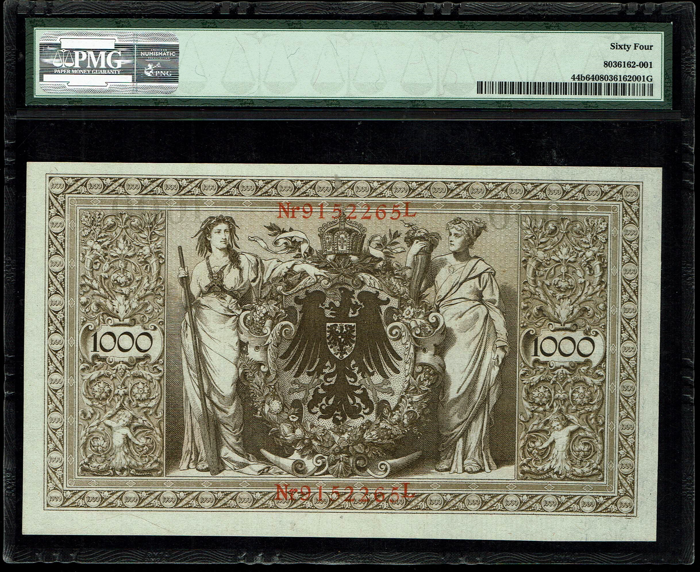 Germany - 1000 Mark 1910 - Reichsbanknote, two red seals - PMG 64 - 1 1