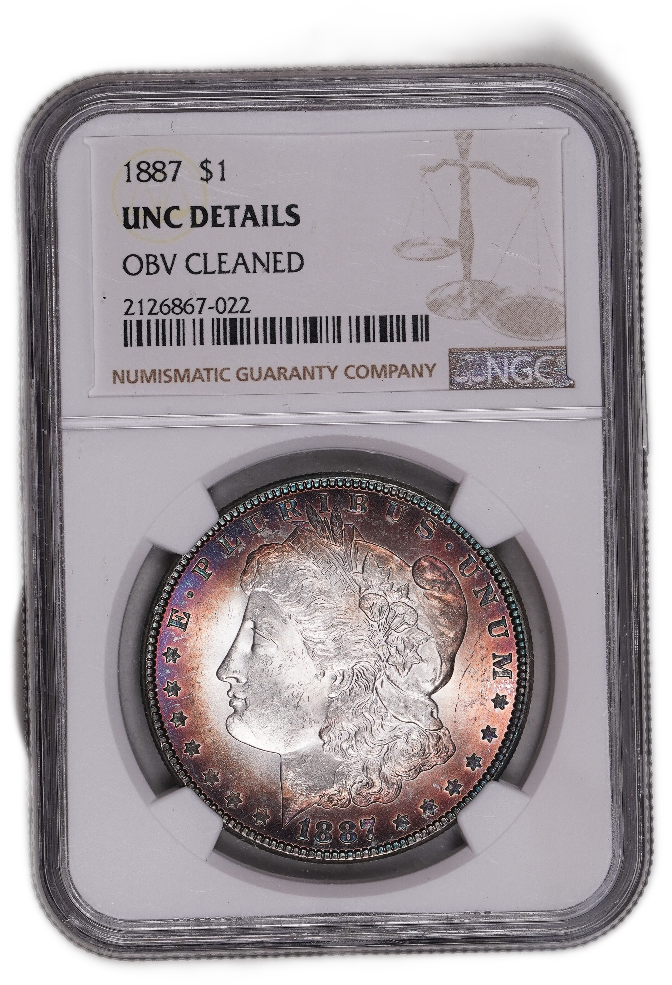 USA - 1 Morgan Dollar 1887 - NGC UNC DETAILS - 900 silver, 26.73g (net 24.05g, 0.77 oz), 38.1 mm. - 1 0