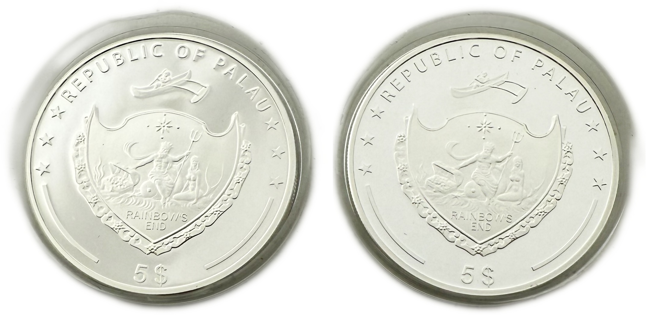 Palau - 5 Dollars 2012 - Year of the Dragon - Silver 999, 31.1g (Total NET 62.2g, 2 OZ), 40mm - 1 2