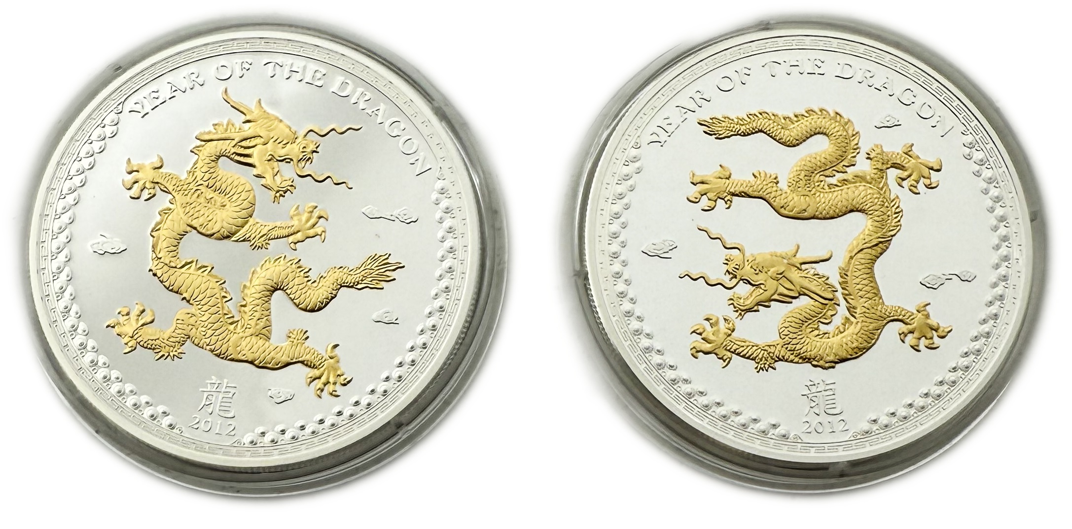 Palau - 5 Dollars 2012 - Year of the Dragon - Silver 999, 31.1g (Total NET 62.2g, 2 OZ), 40mm - 1 1