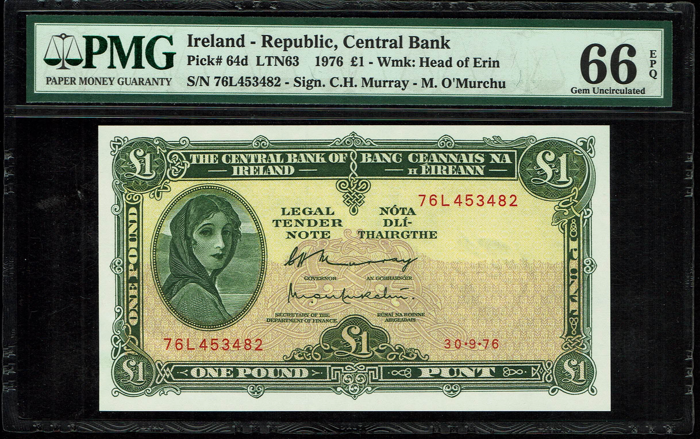 Ireland – 1 Pound 1976 – PMG 66 EPQ - 1 0