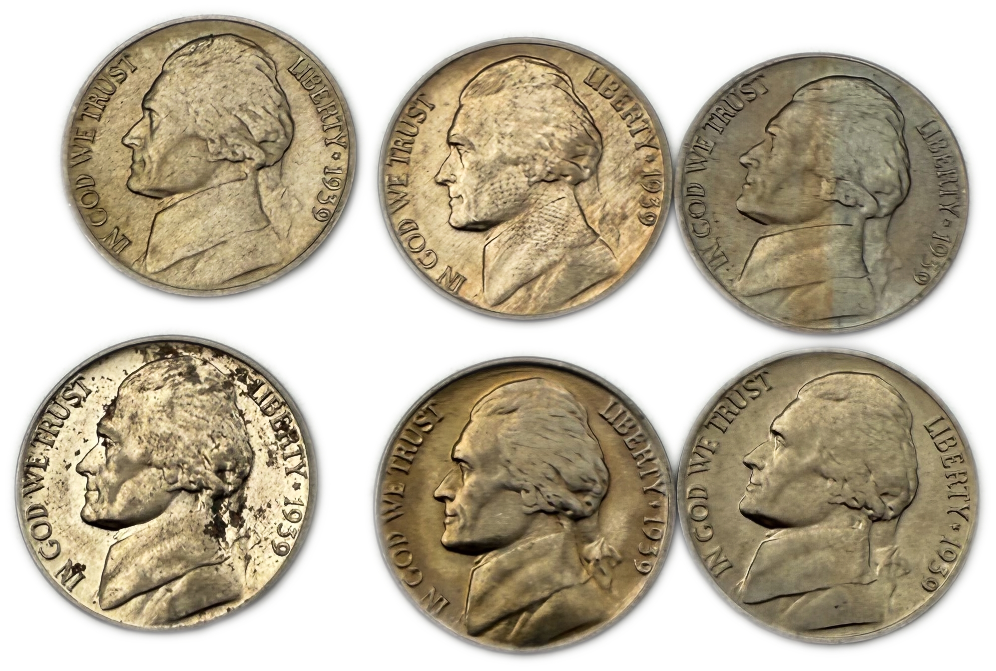 USA - Set of 58 5 cent coins from 1938, 1939, 1940 - Various conditions - 1 2
