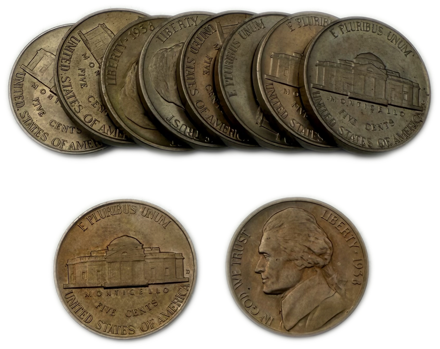 USA - Set of 58 5 cent coins from 1938, 1939, 1940 - Various conditions - 1 1