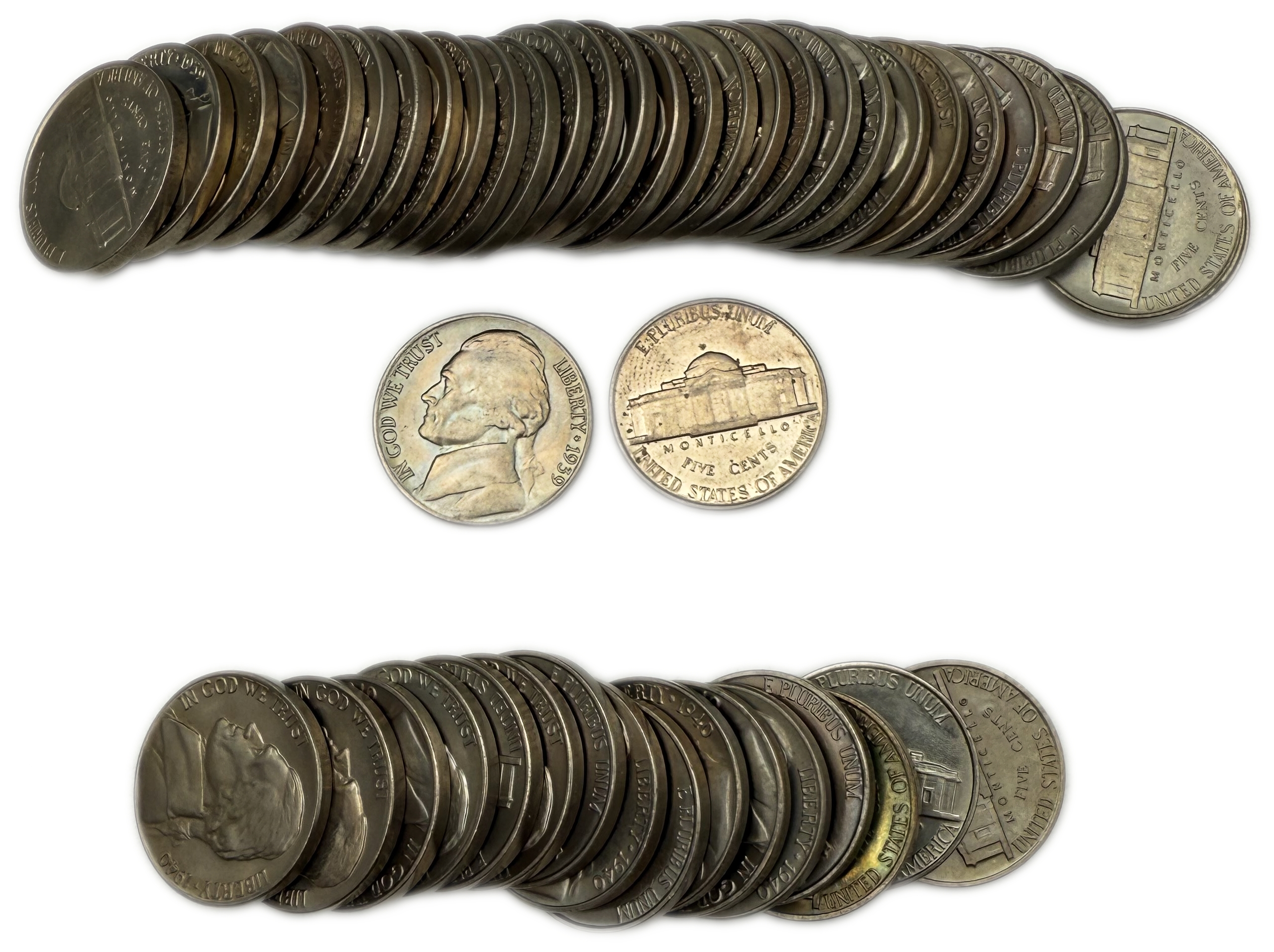 USA - Set of 58 5 cent coins from 1938, 1939, 1940 - Various conditions - 1 0