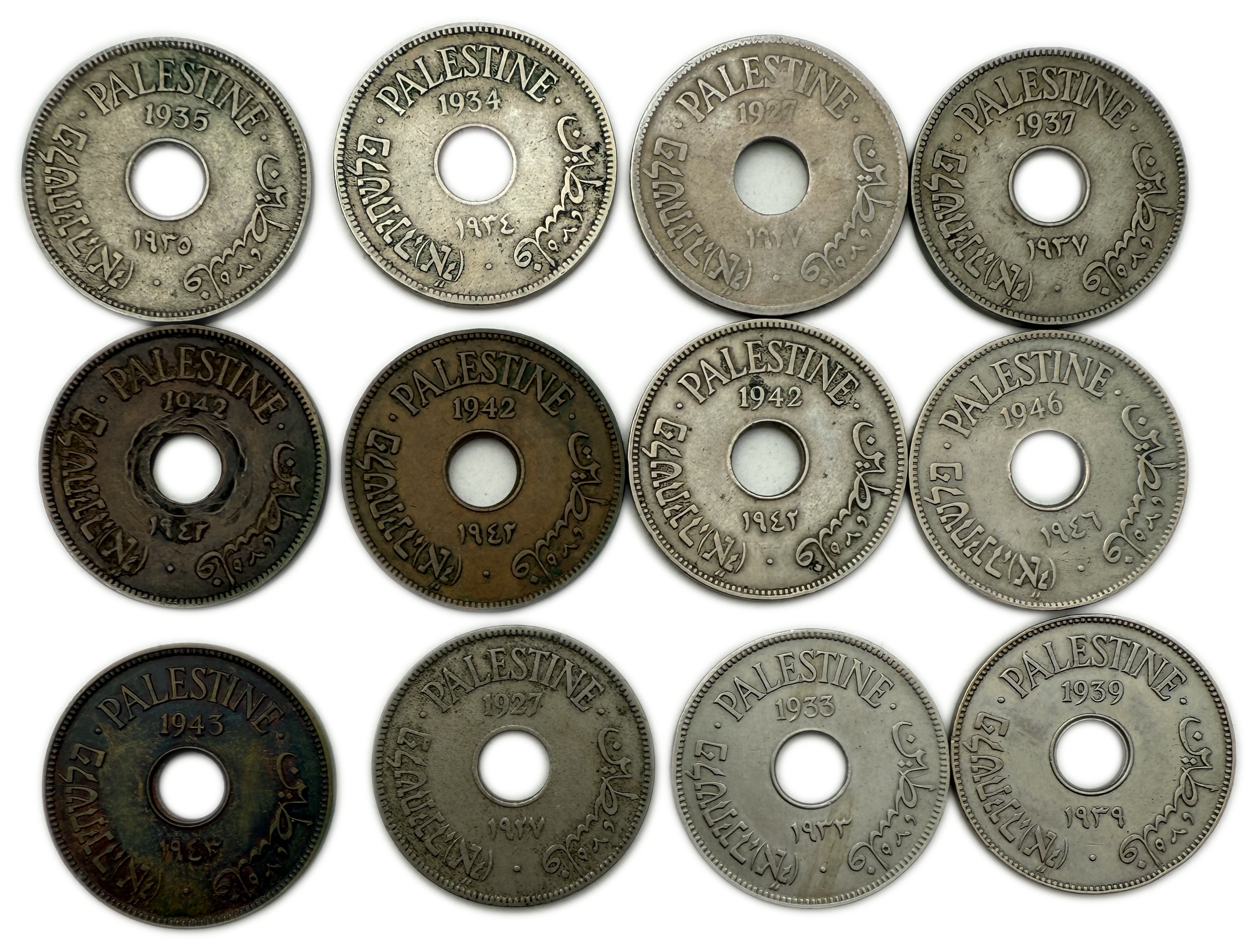 Palestine – Lot of 12 coins of 10 Mils - F-VF - 1 0