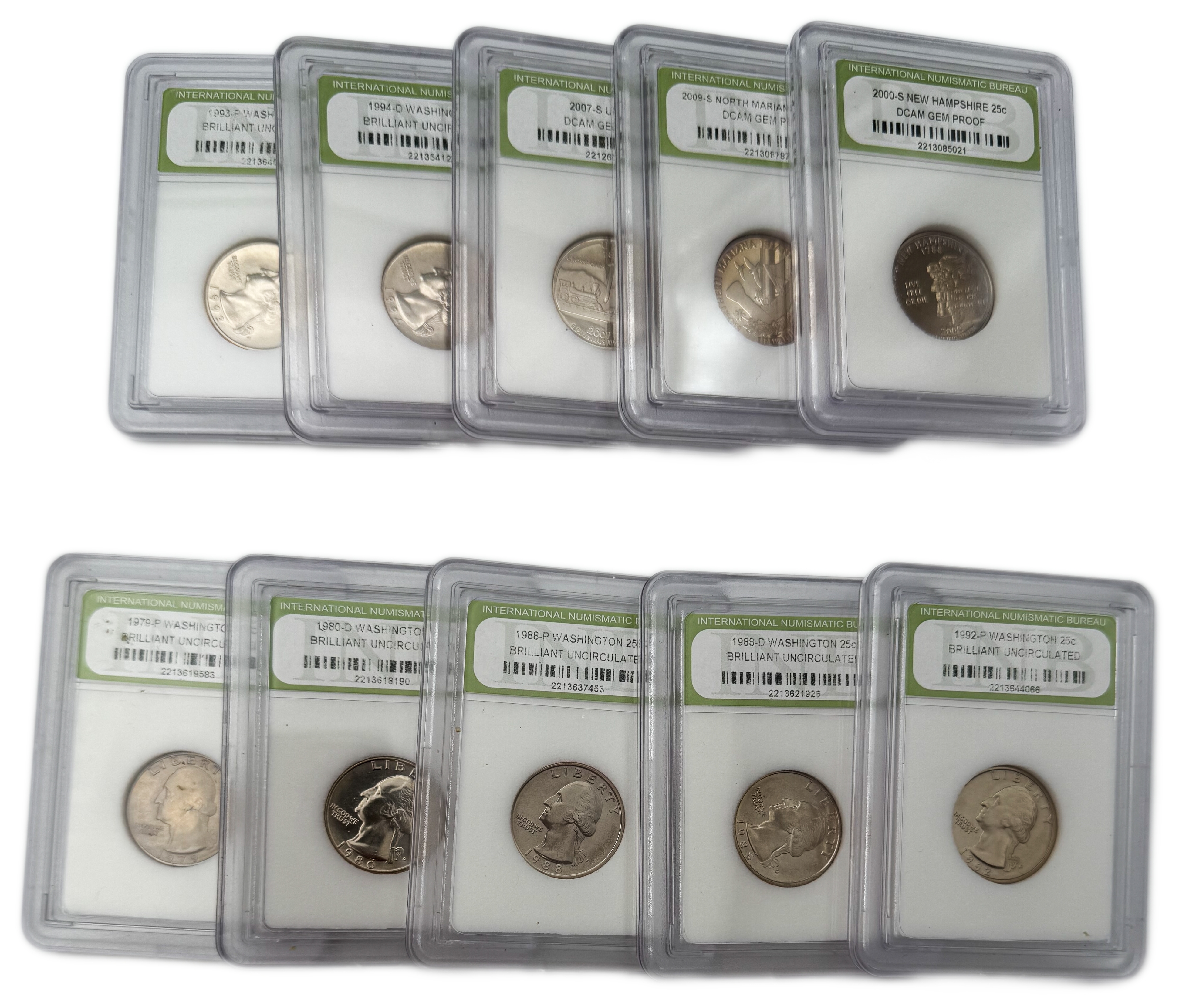 USA - Set of 10 25 cent coins from 1979, 1980, 1986, 1988, 1992, 1993, 1994, 2000, 2007, 2009, varying conditions ... - 1 0
