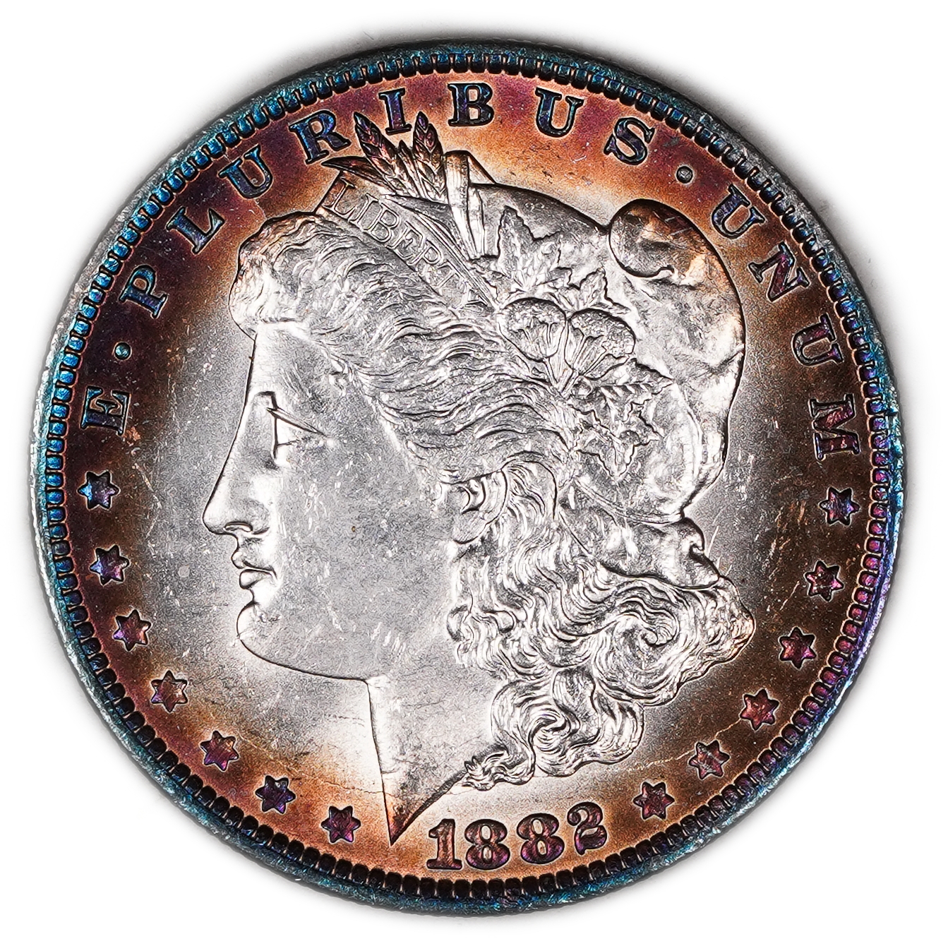 USA - 1 Morgan Dollar 1882 O - UNC - 900 silver, 26.73g (net 24.05g, 0.77 oz), 38.1 mm. - 1 0