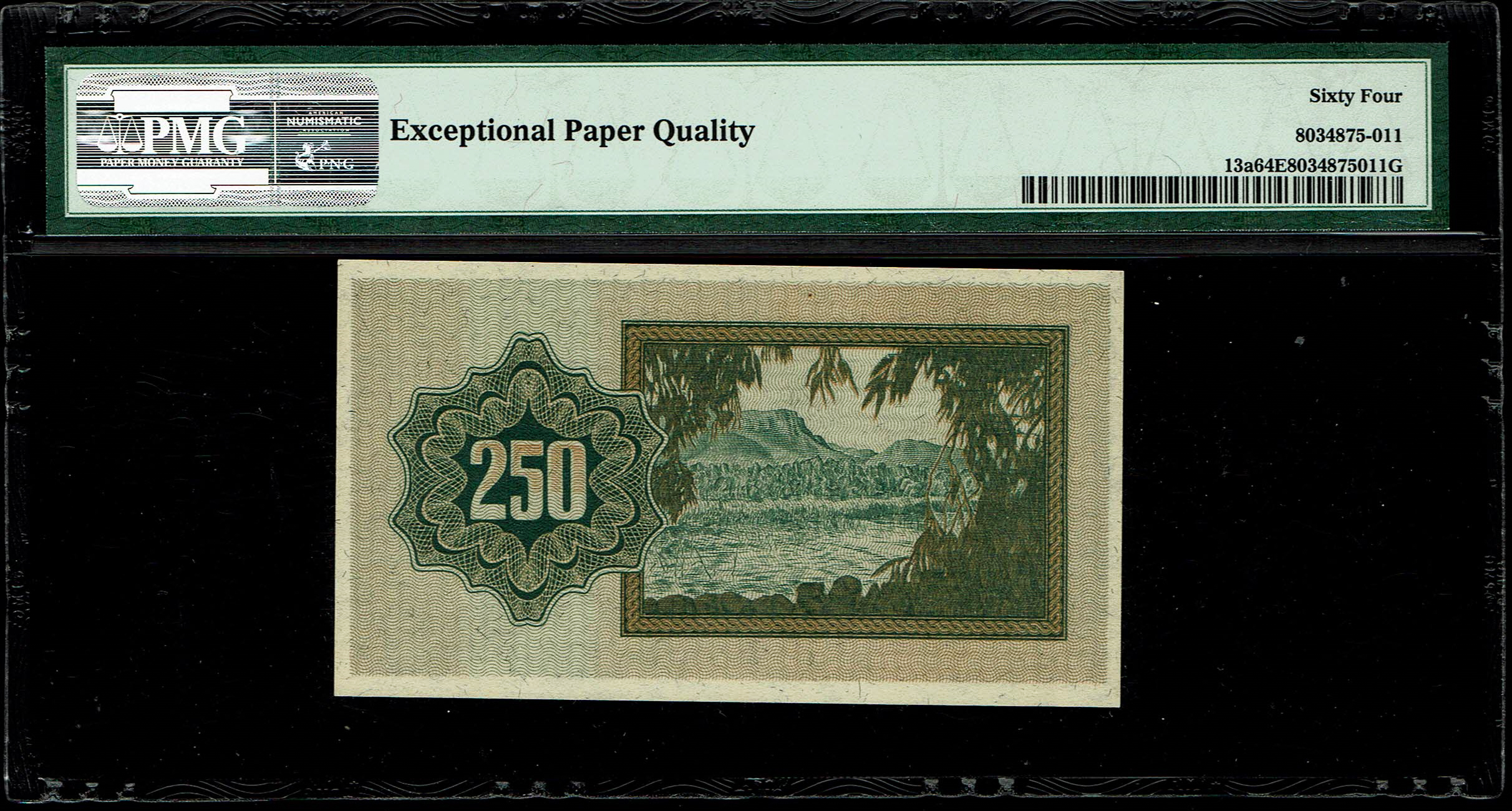 Israel - 250 Prutah 1953 - PMG 64 EPQ - "With Menorah", consecutive numbers - Prefix A - 1 4