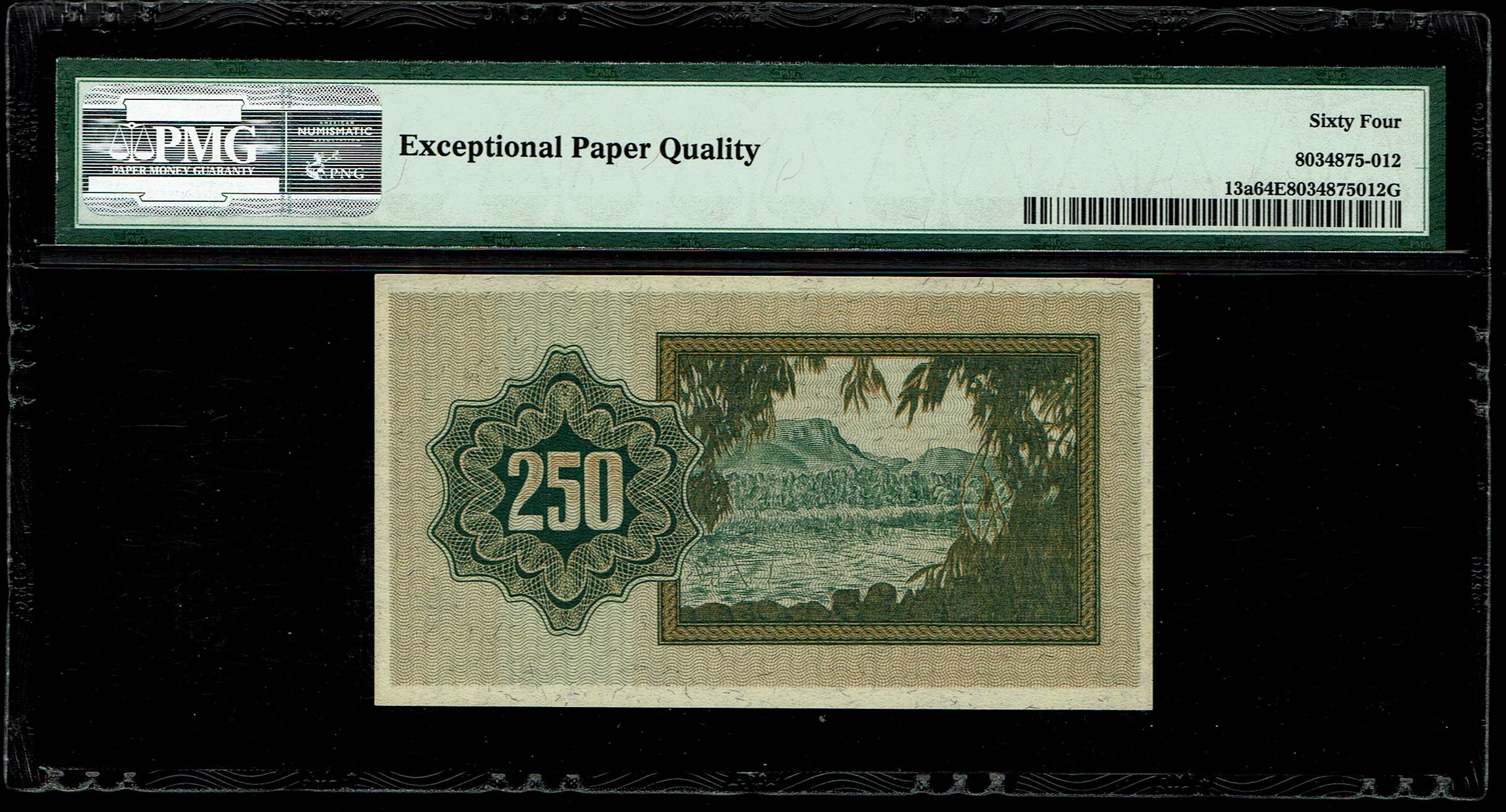 Israel - 250 Prutah 1953 - PMG 64 EPQ - "With Menorah", consecutive numbers - Prefix A - 1 2