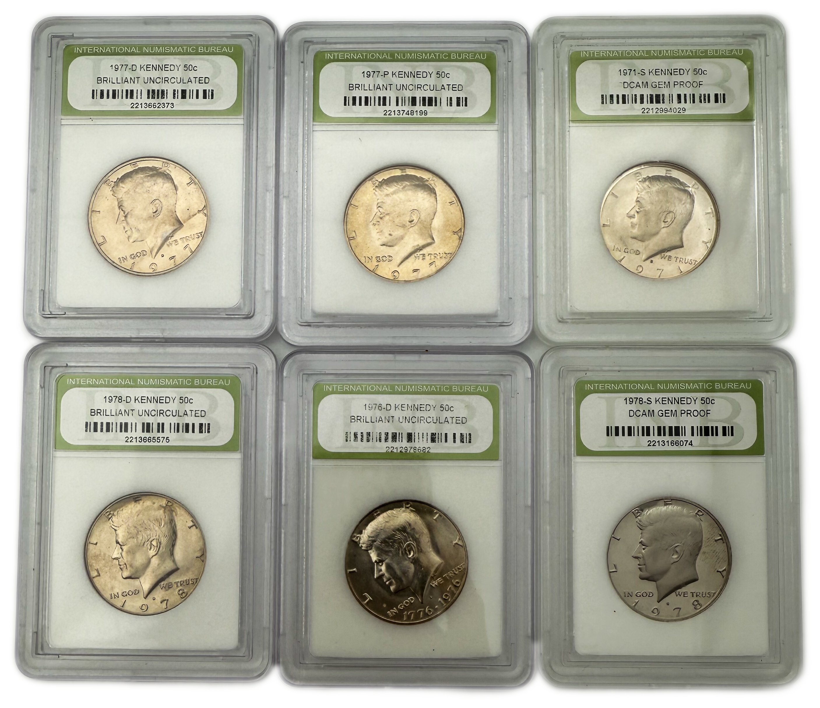 USA - Set of 11 50 cent coins from 1971, 1976, 1977, 1978, 1989, varying conditions and dates in hard plastic capsules - 1 1