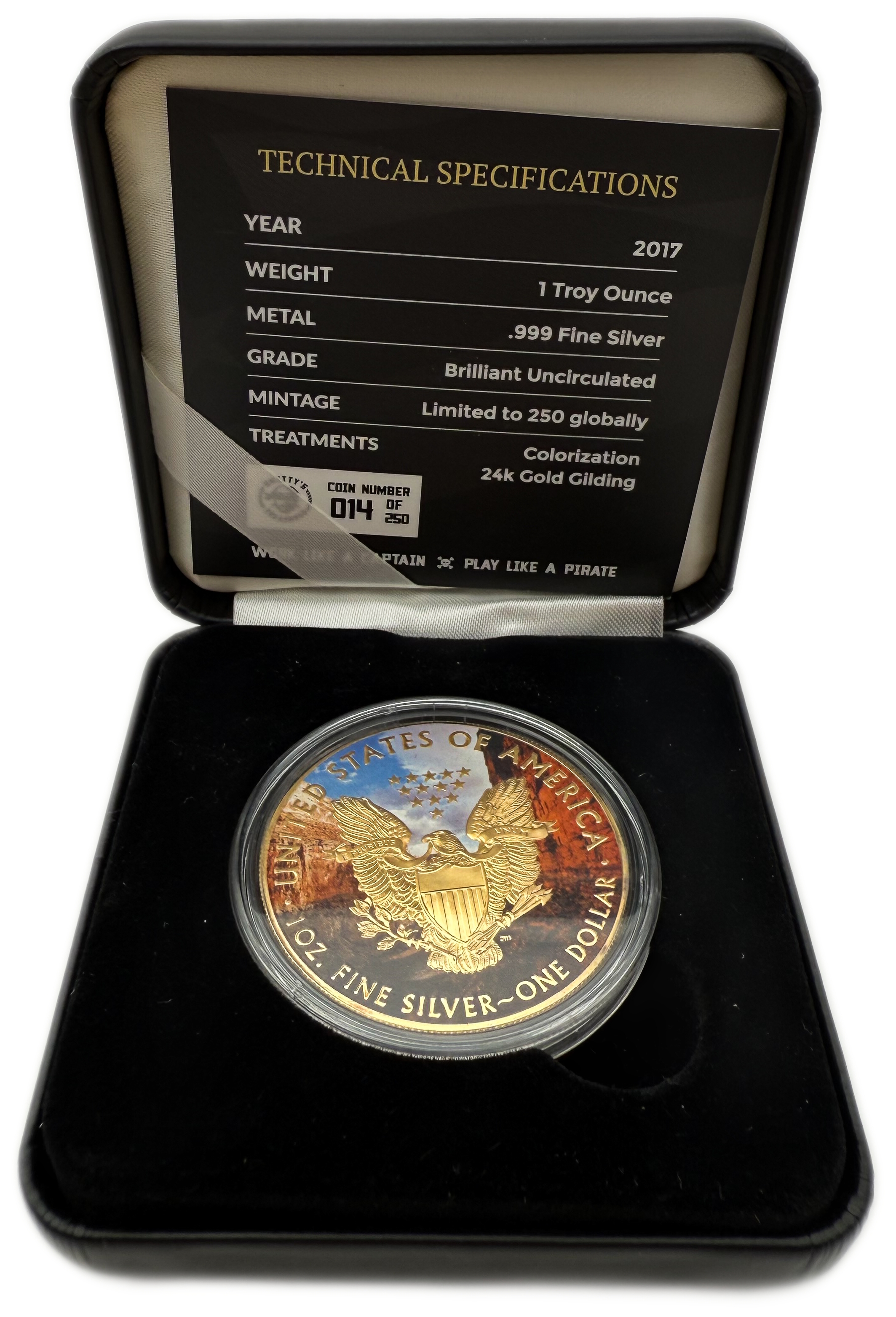 USA - 1 Dollar 2017 - Great Seal Of The State Of Arizona - Silver 999, 31.1g - 250 Mintage - 1 5