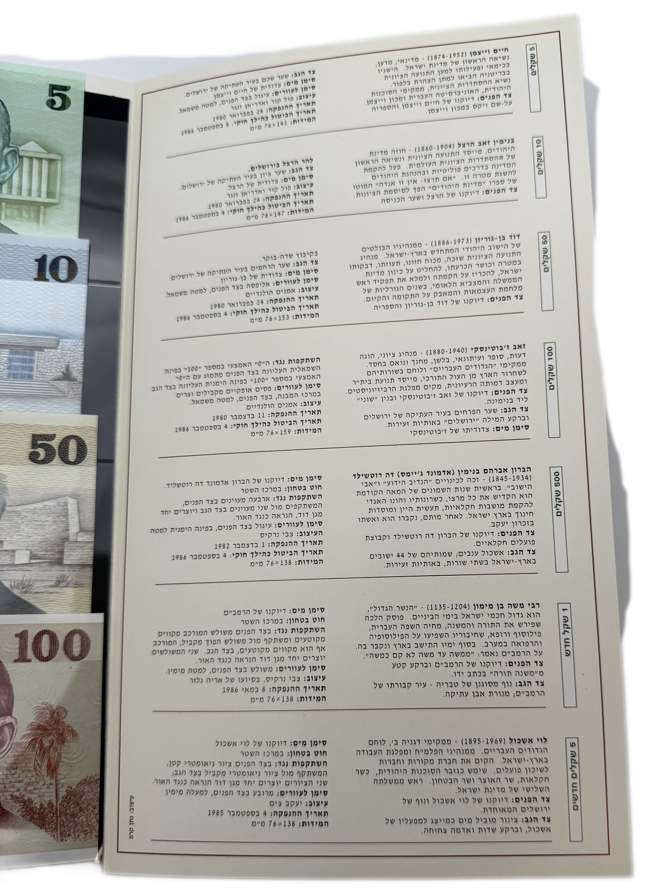 Israel - "Personalities in Israel - Seven Banknotes Series" - UNC - 1 4